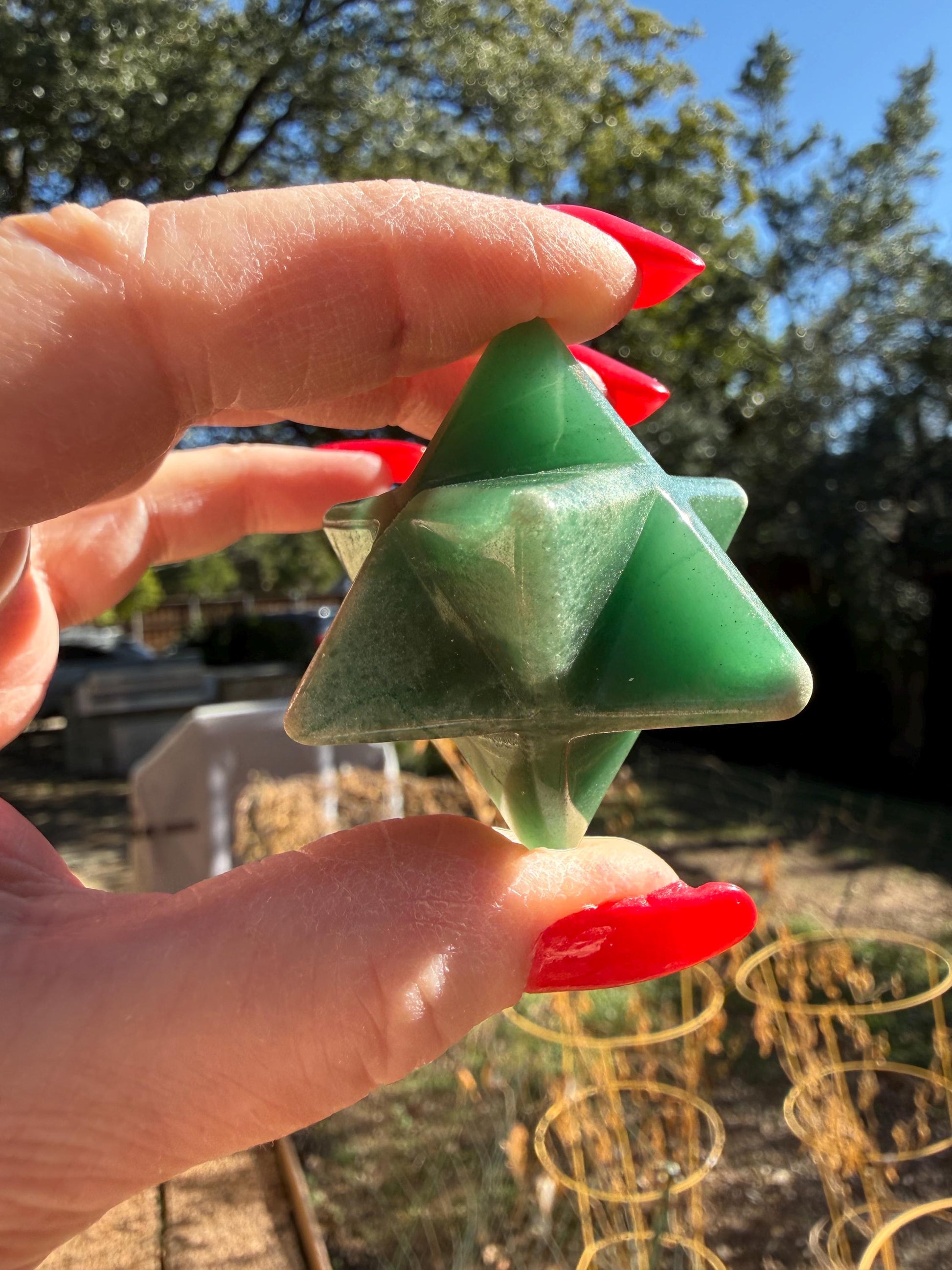 Green Aventurine Merkaba Star, New, Gifts, abundance, high vibration crystal healing, 1.75”