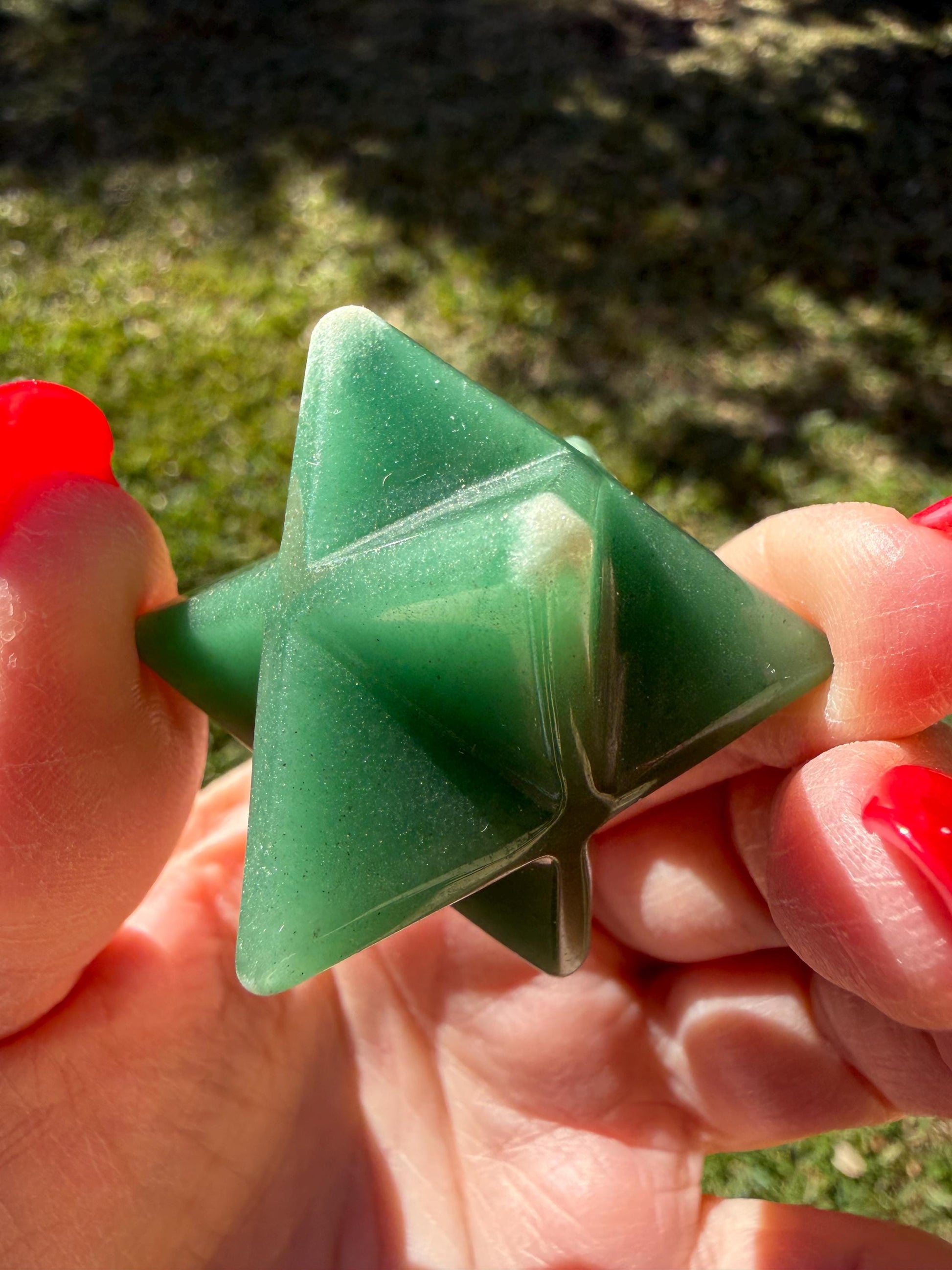 Green Aventurine Merkaba Star, New, Gifts, abundance, high vibration crystal healing, 1.75”