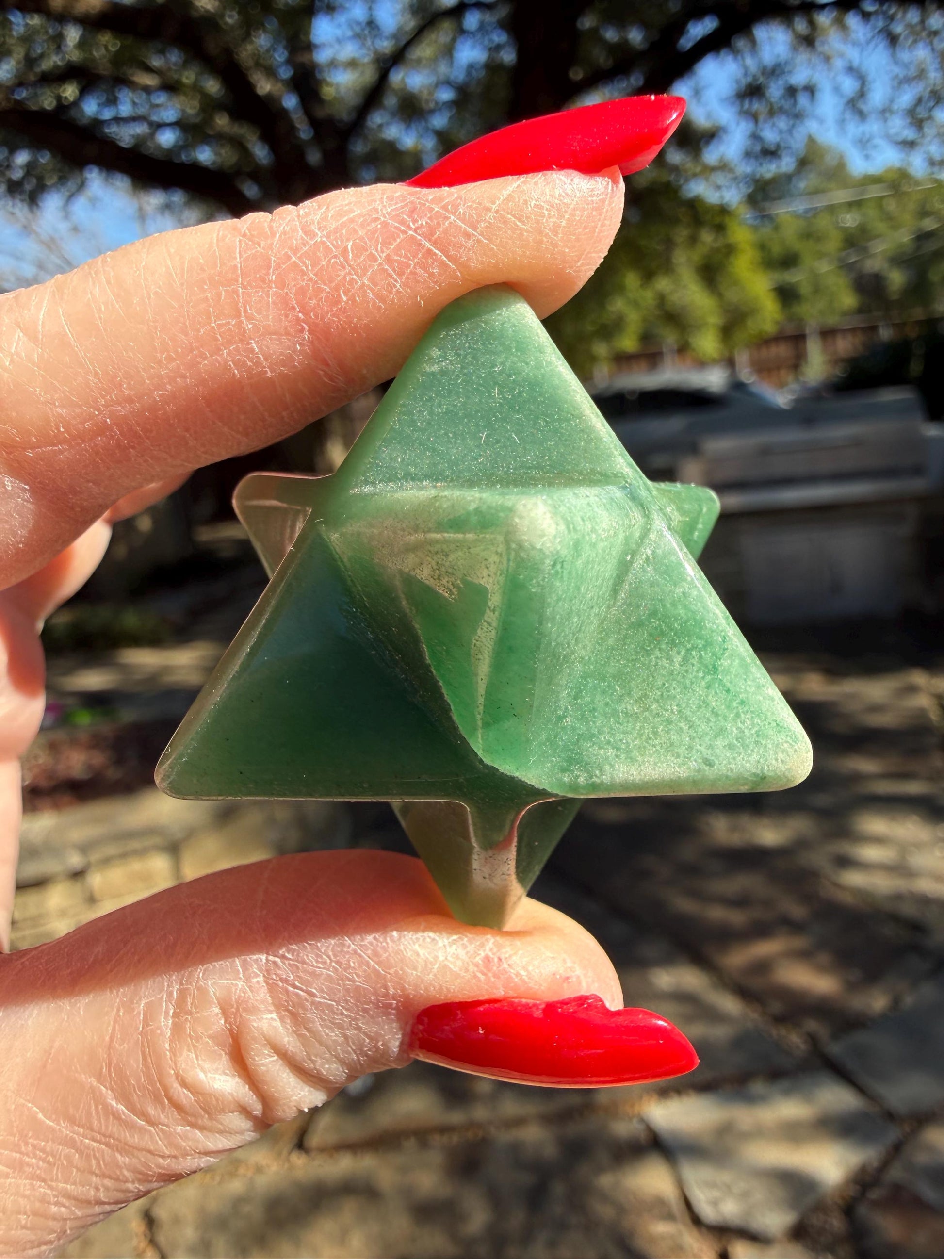 Green Aventurine Merkaba Star, New, Gifts, abundance, high vibration crystal healing, 1.75”
