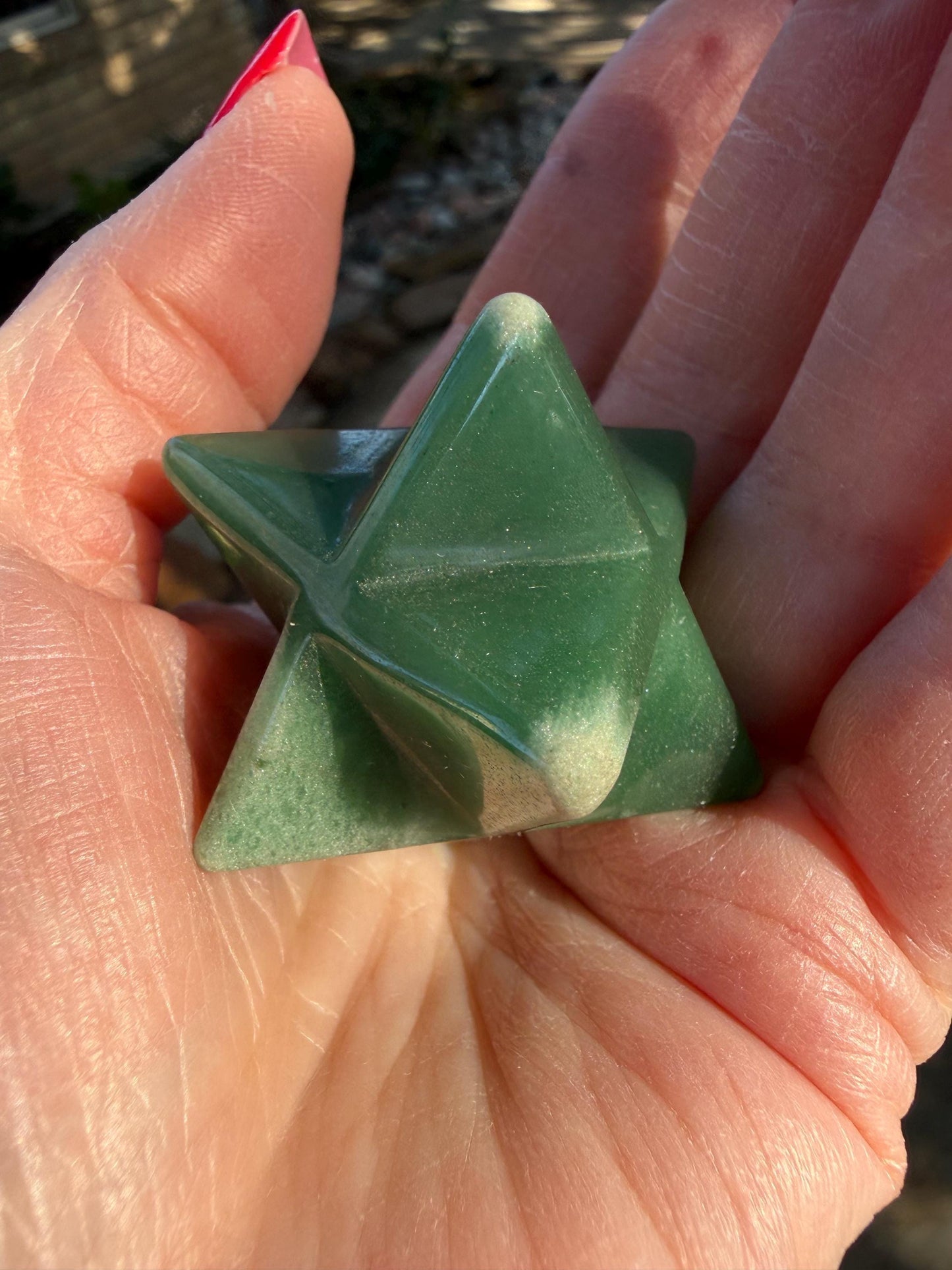 Green Aventurine Merkaba Star, New, Gifts, abundance, high vibration crystal healing, 1.75”
