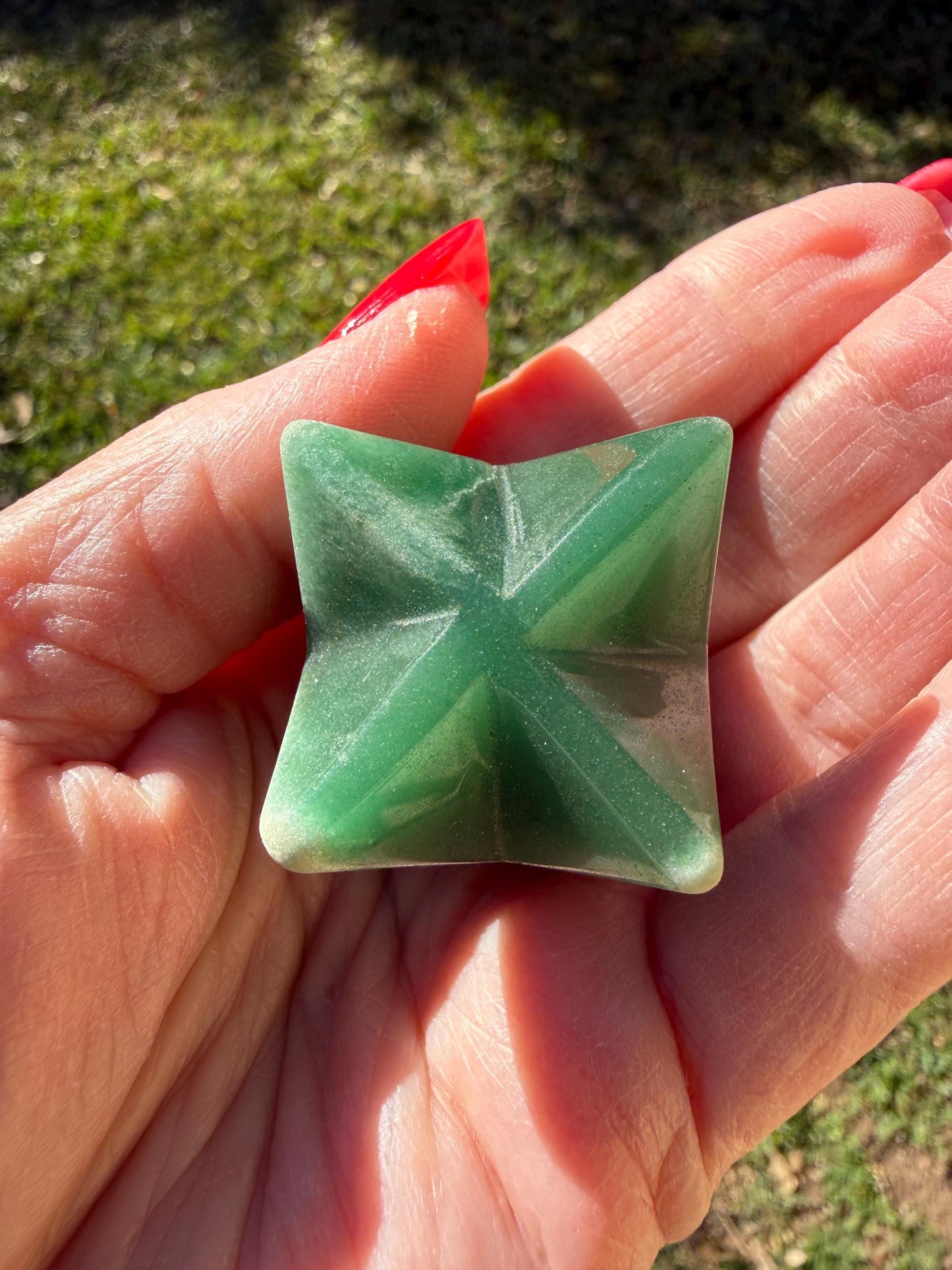 Green Aventurine Merkaba Star, New, Gifts, abundance, high vibration crystal healing, 1.75”