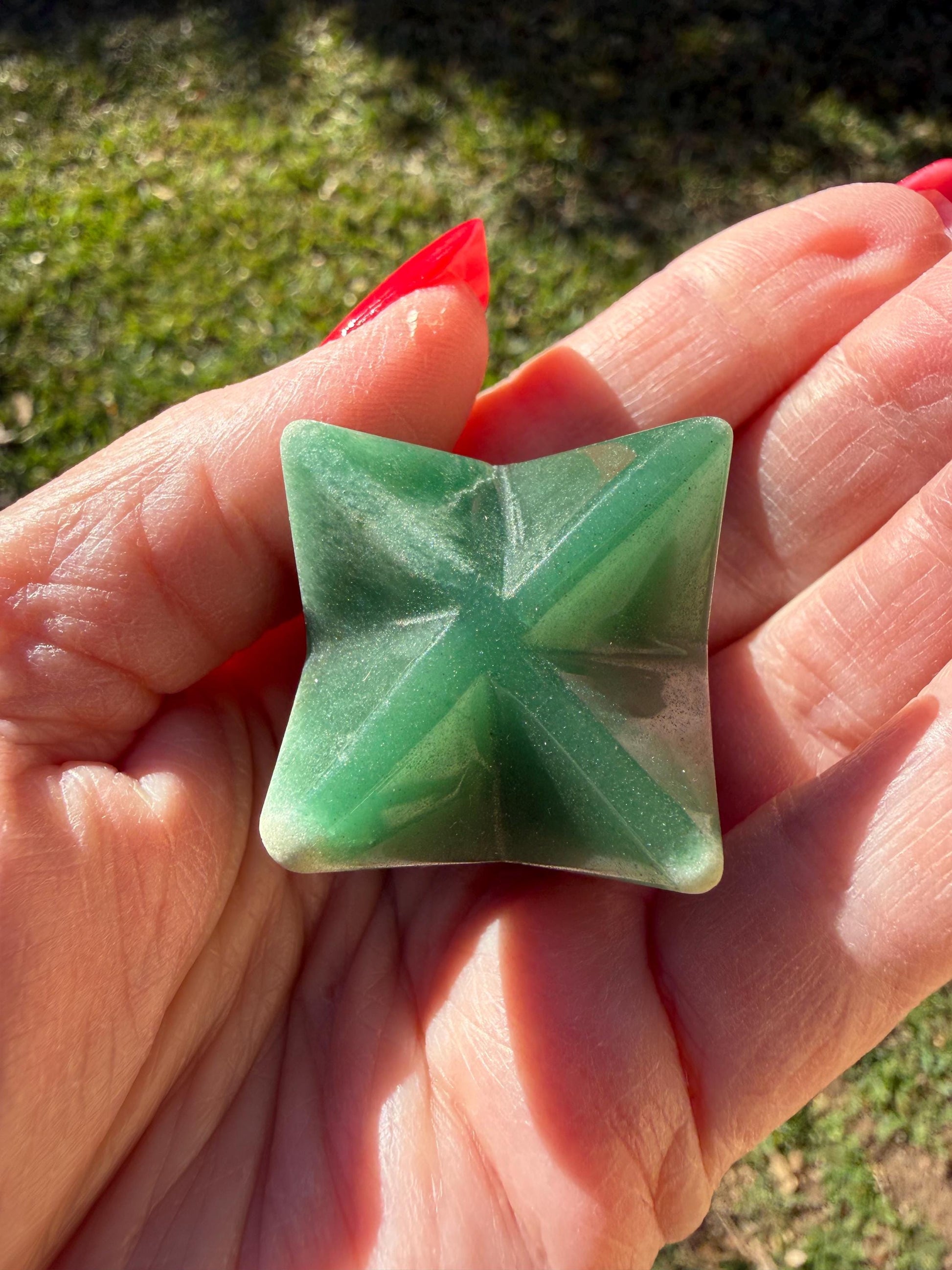 Green Aventurine Merkaba Star, New, Gifts, abundance, high vibration crystal healing, 1.75”