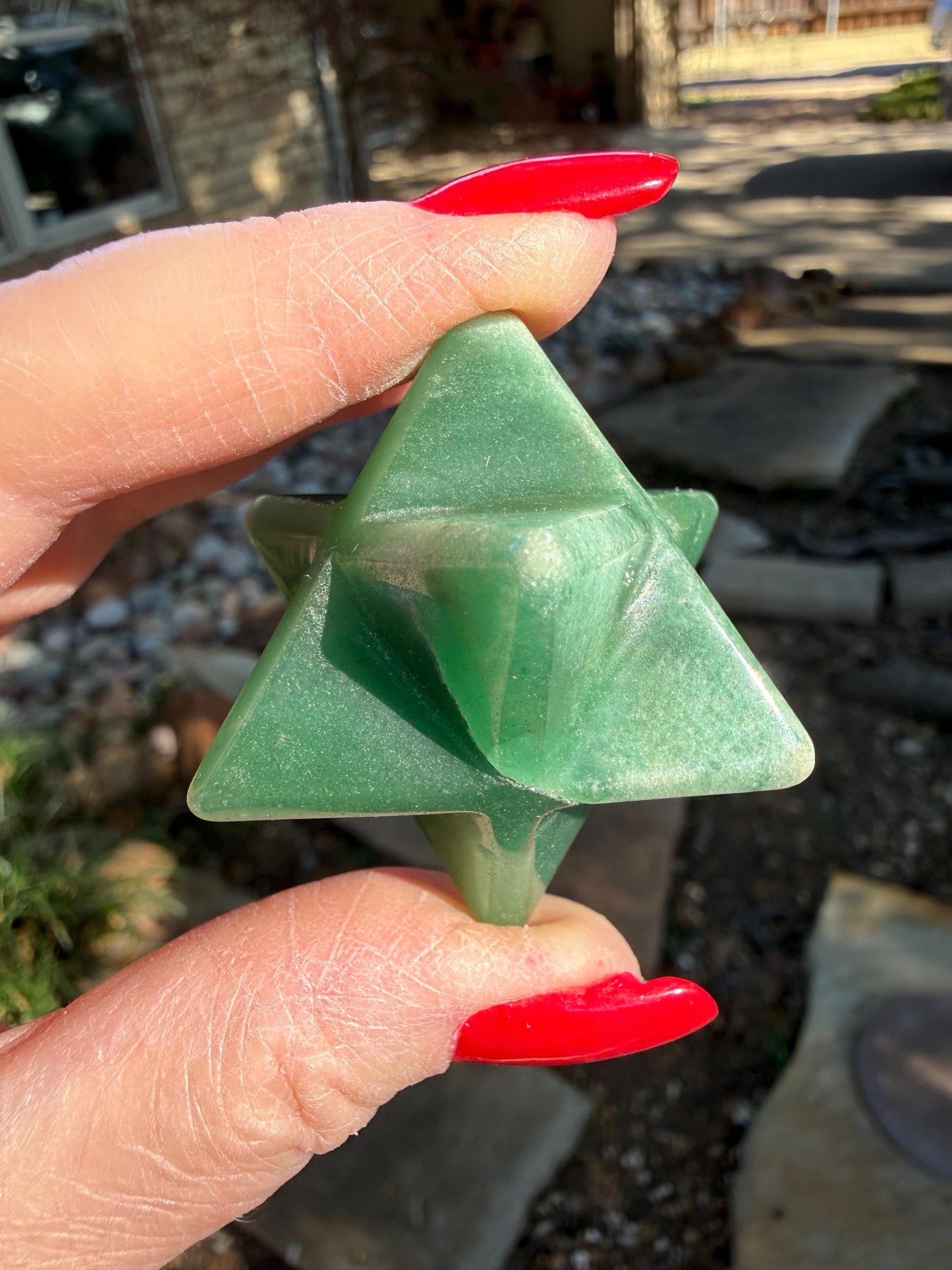 Green Aventurine Merkaba Star, New, Gifts, abundance, high vibration crystal healing, 1.75”