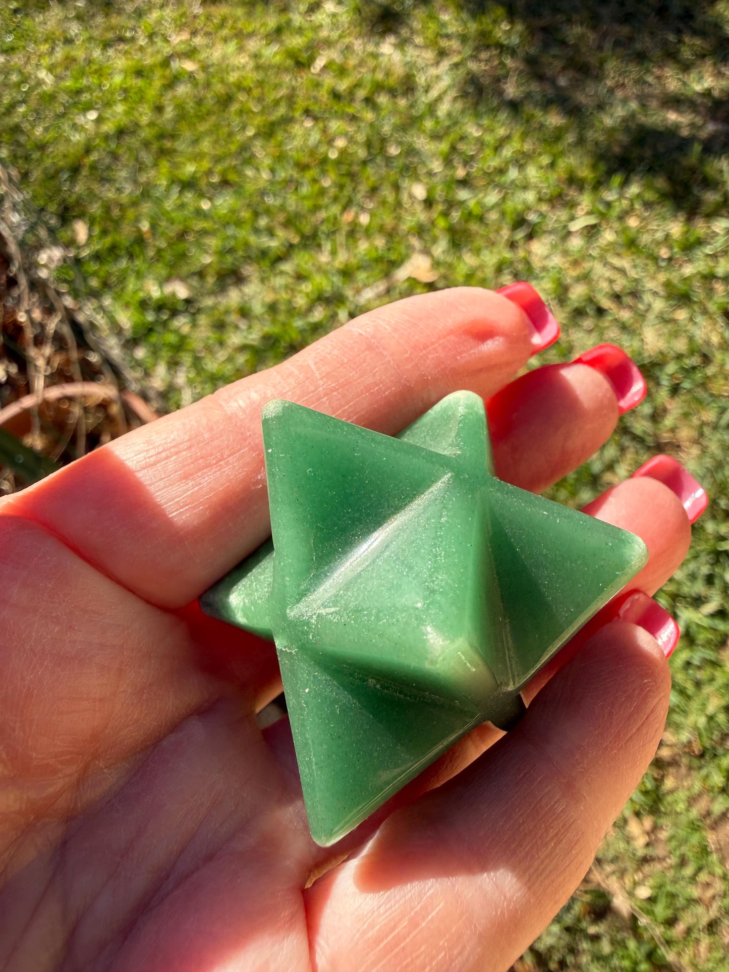 Green Aventurine Merkaba Star, New, Gifts, abundance, high vibration crystal healing, 1.75”