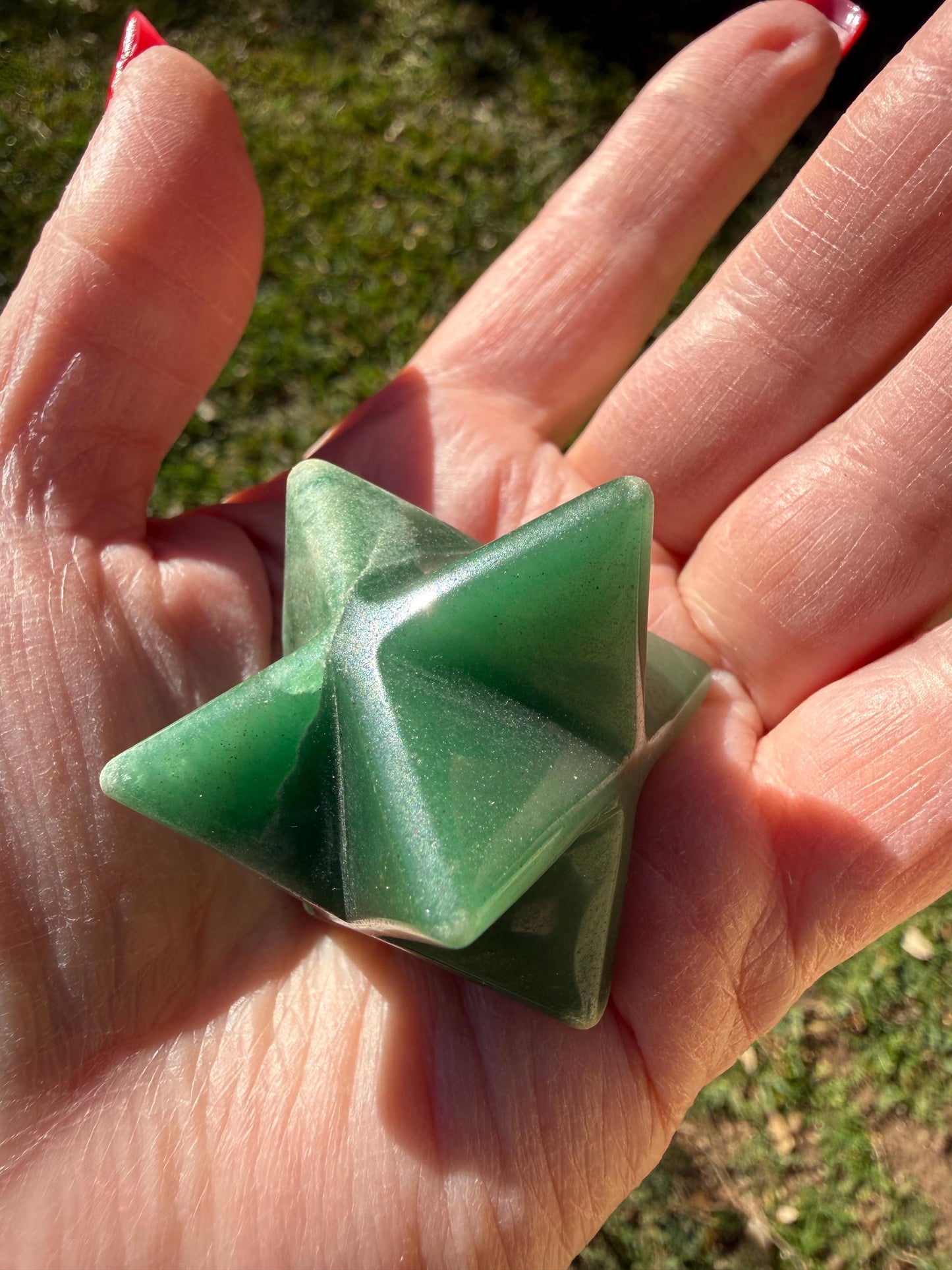 Green Aventurine Merkaba Star, New, Gifts, abundance, high vibration crystal healing, 1.75”