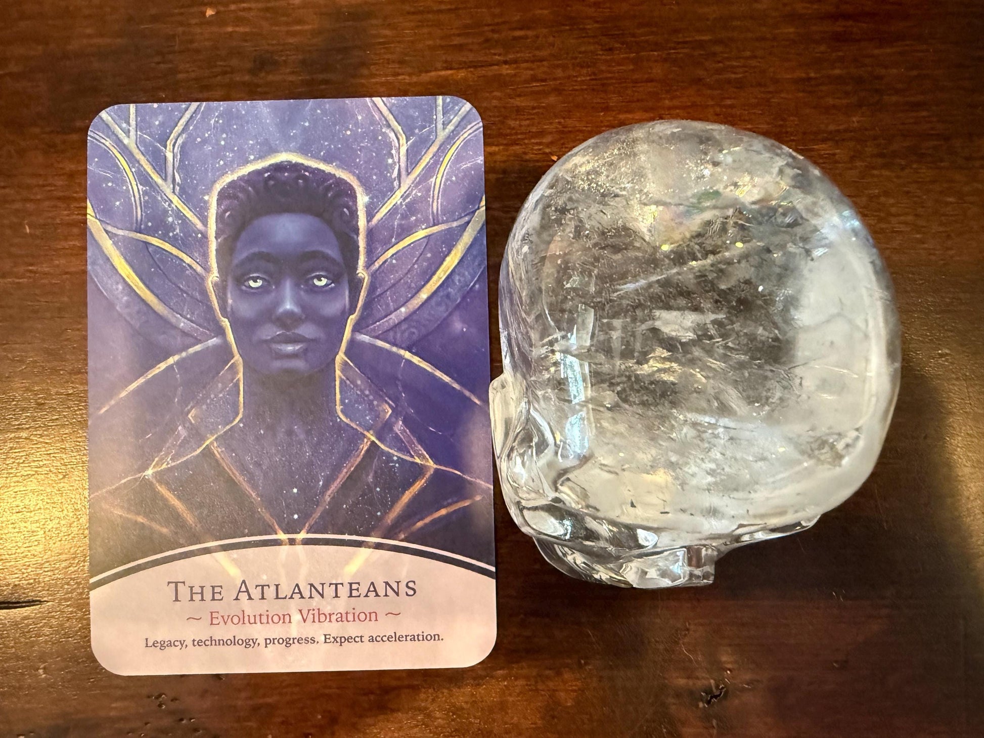 Lemurian Quartz stunning skull carving, high vibration crystals, altar, 3.3”