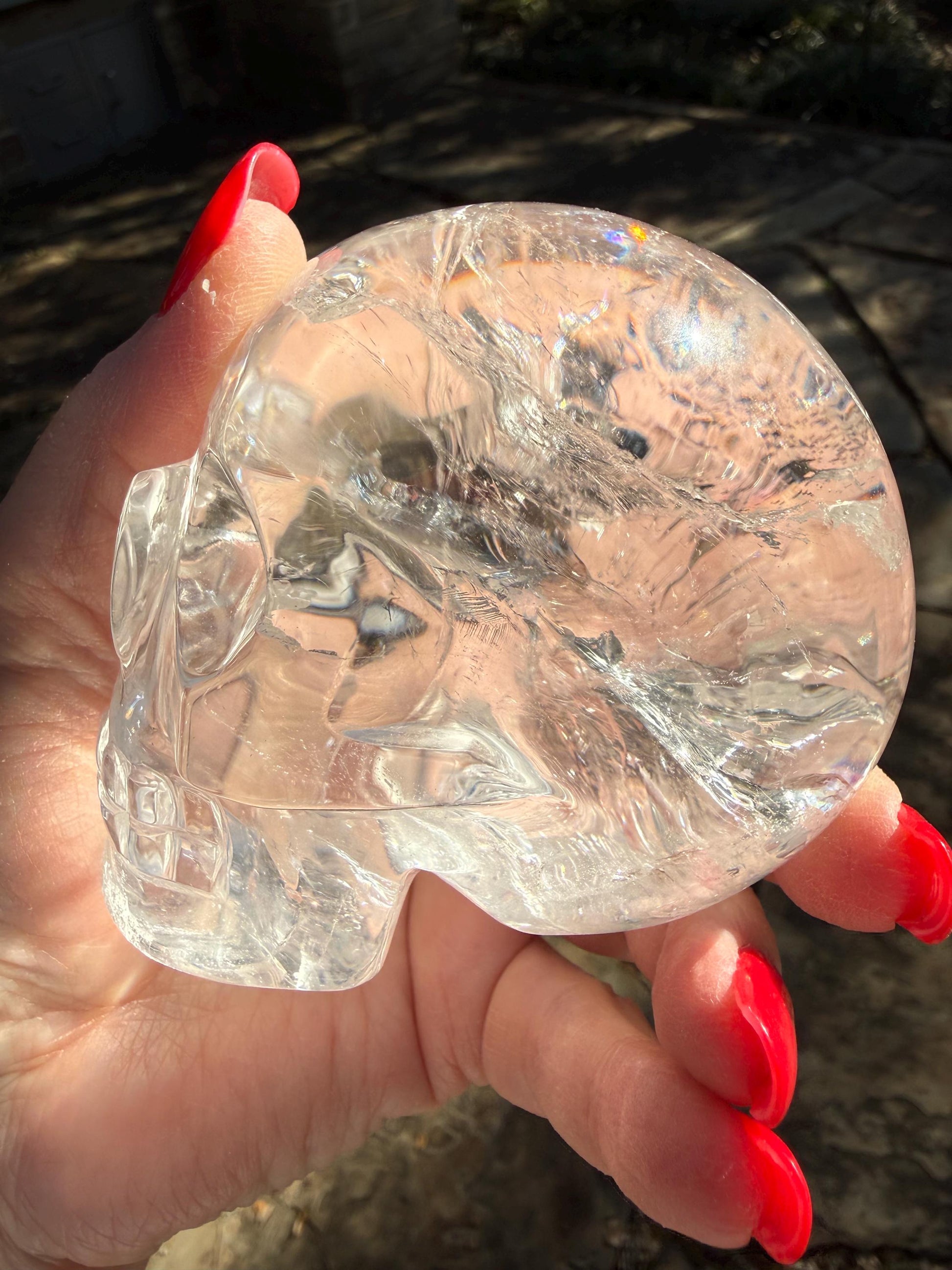 Lemurian Quartz stunning skull carving, high vibration crystals, altar, 3.3”