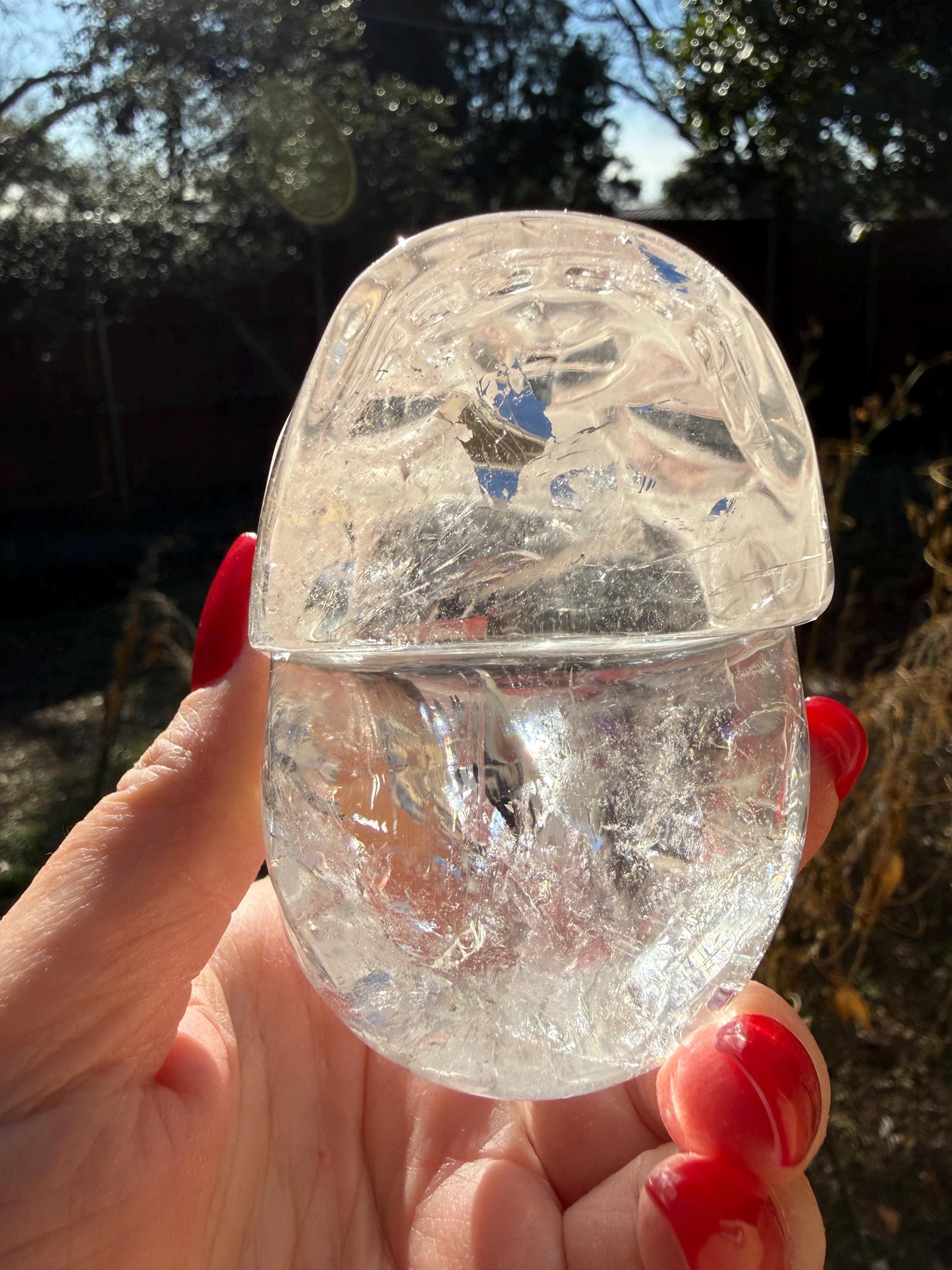 Lemurian Quartz stunning skull carving, high vibration crystals, altar, 3.3”