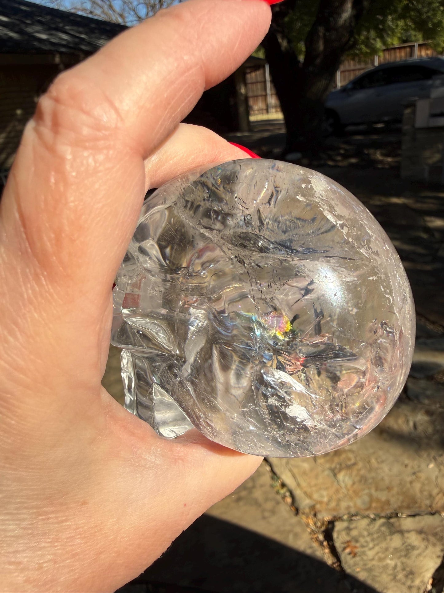 Lemurian Quartz stunning skull carving, high vibration crystals, altar, 3.3”