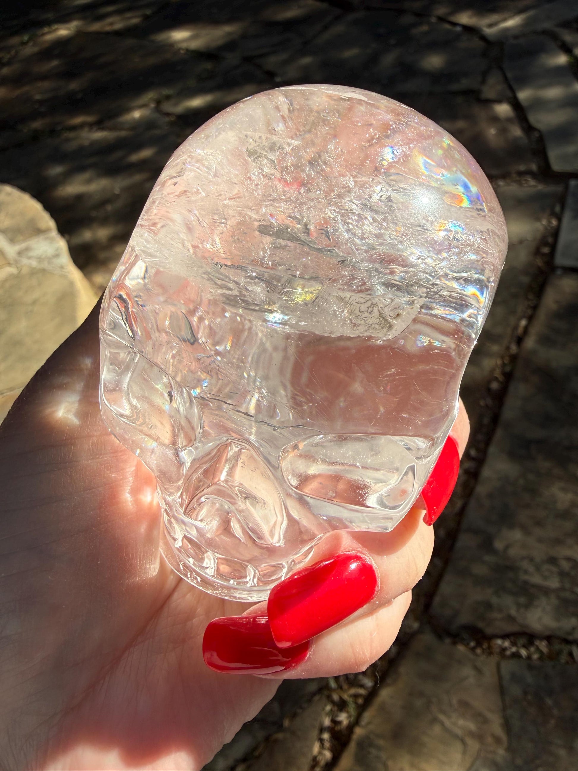 Lemurian Quartz stunning skull carving, high vibration crystals, altar, 3.3”