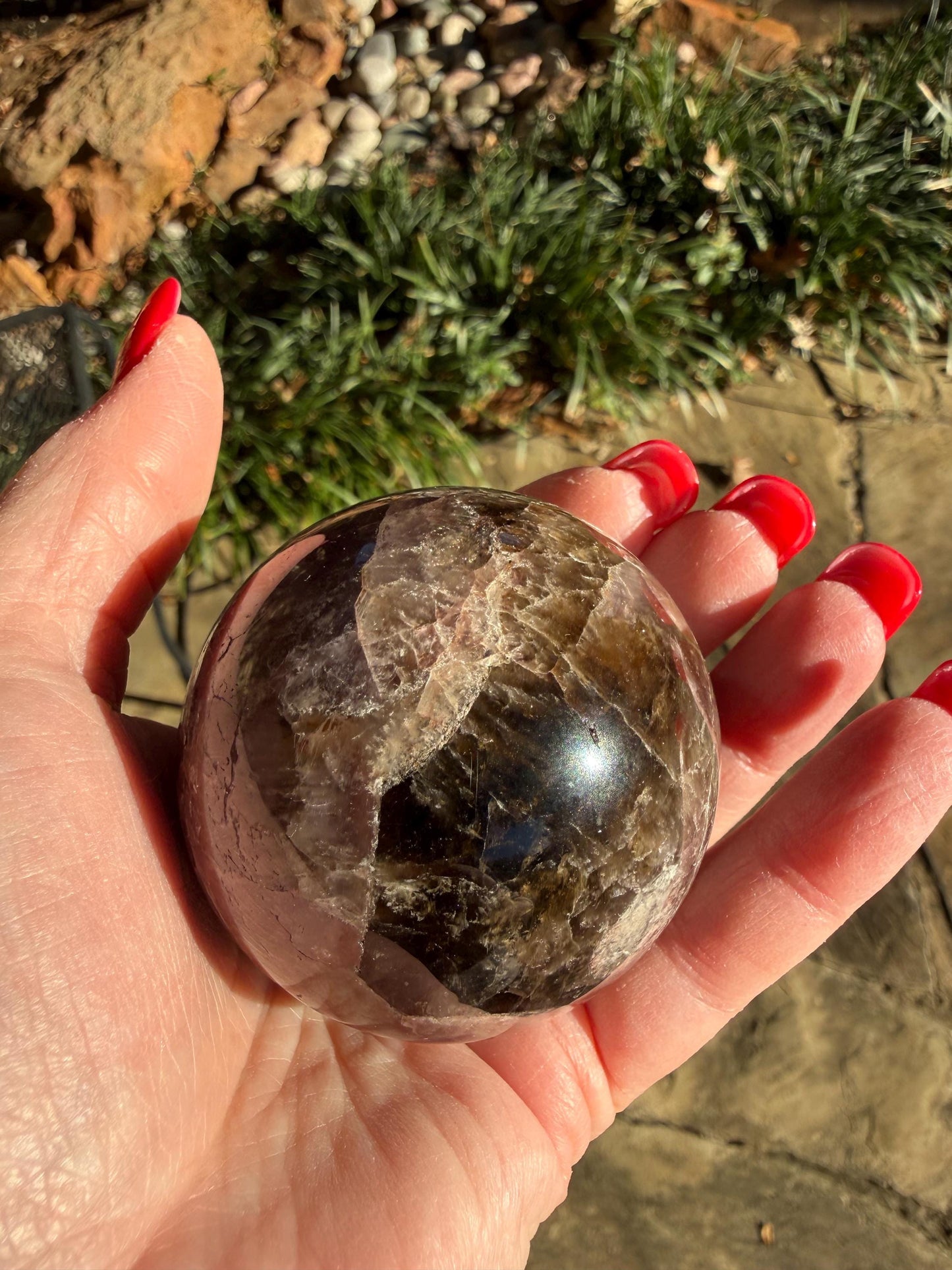 Large Super 7 sphere, New, 7.1”, gifts, altar, high vibration crystal, crystals