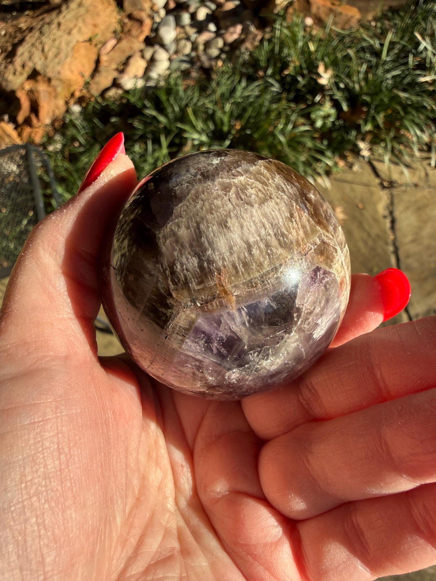 Large Super 7 sphere, New, 7.1”, gifts, altar, high vibration crystal, crystals