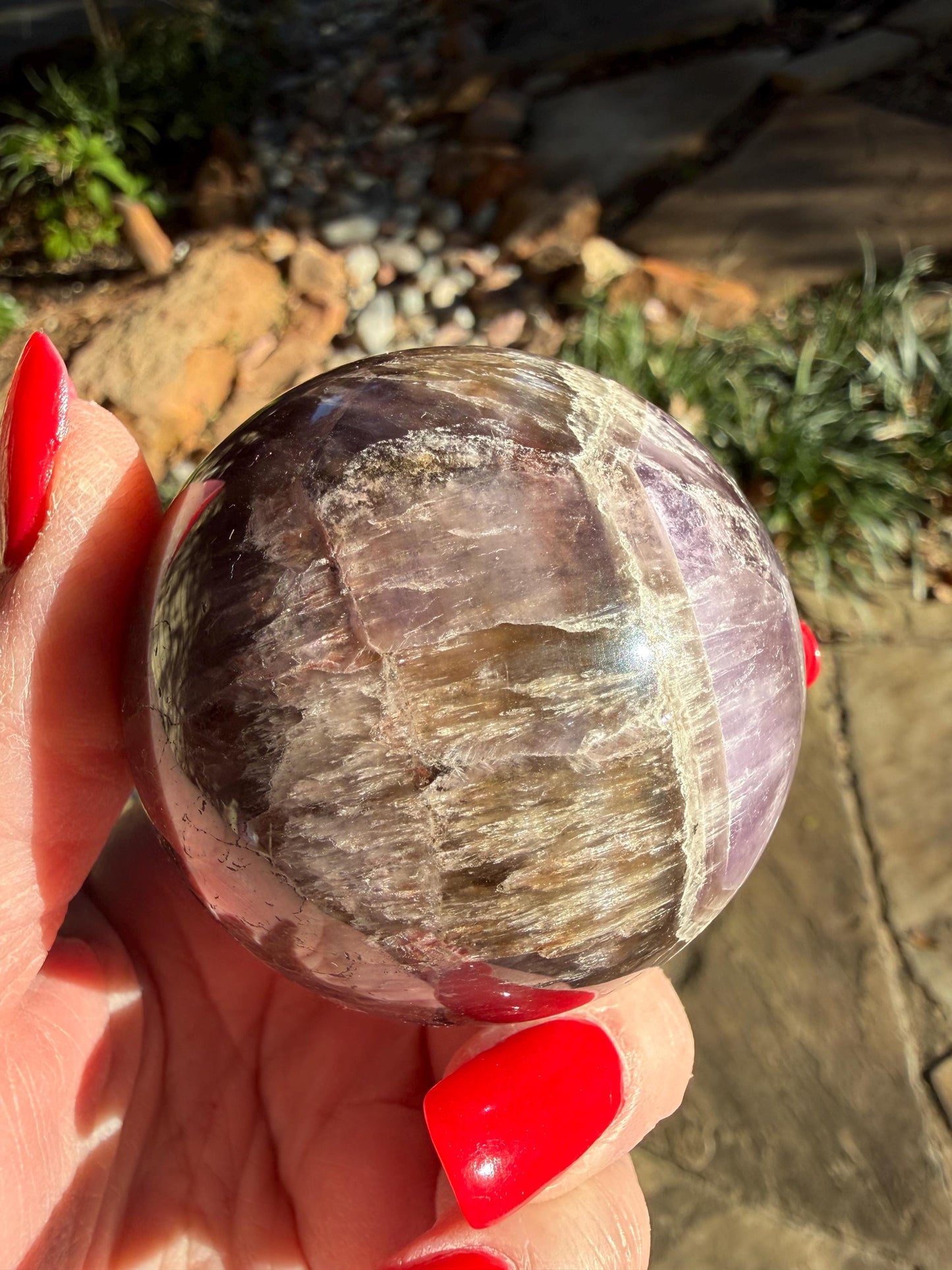 Large Super 7 sphere, New, 7.1”, gifts, altar, high vibration crystal, crystals