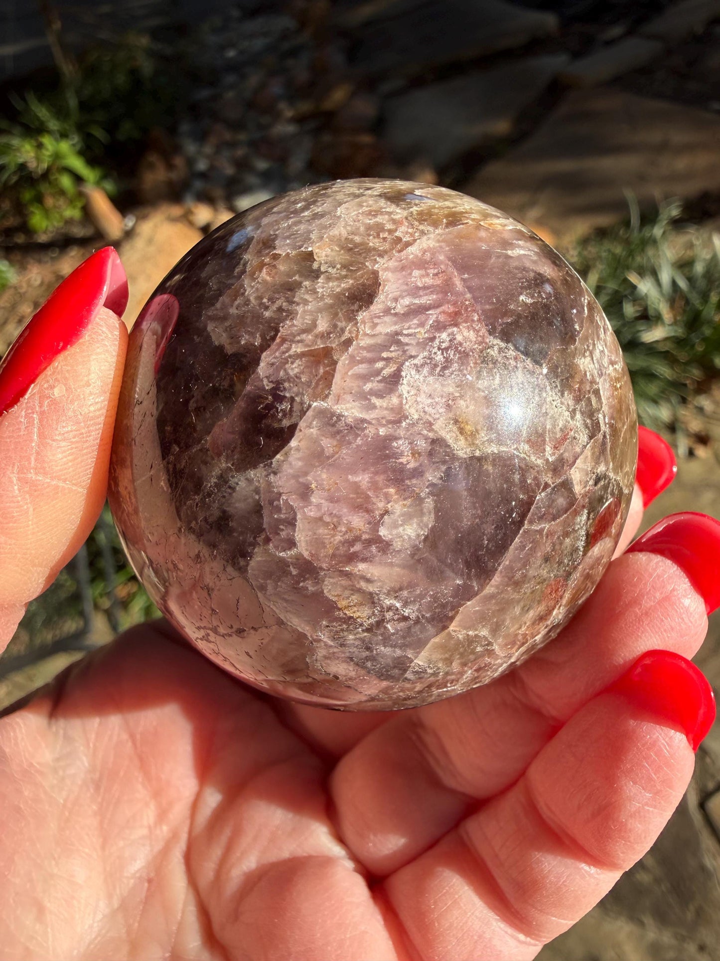 Large Super 7 sphere, New, 7.1”, gifts, altar, high vibration crystal, crystals