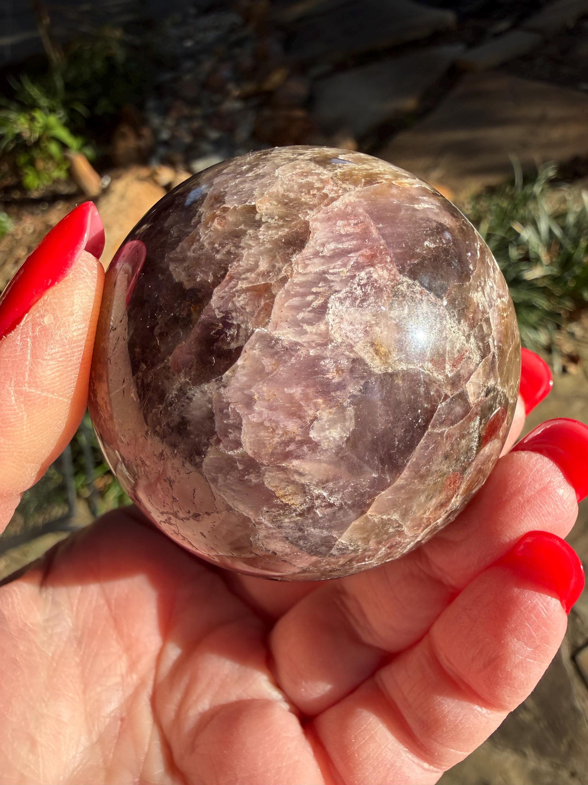 Large Super 7 sphere, New, 7.1”, gifts, altar, high vibration crystal, crystals