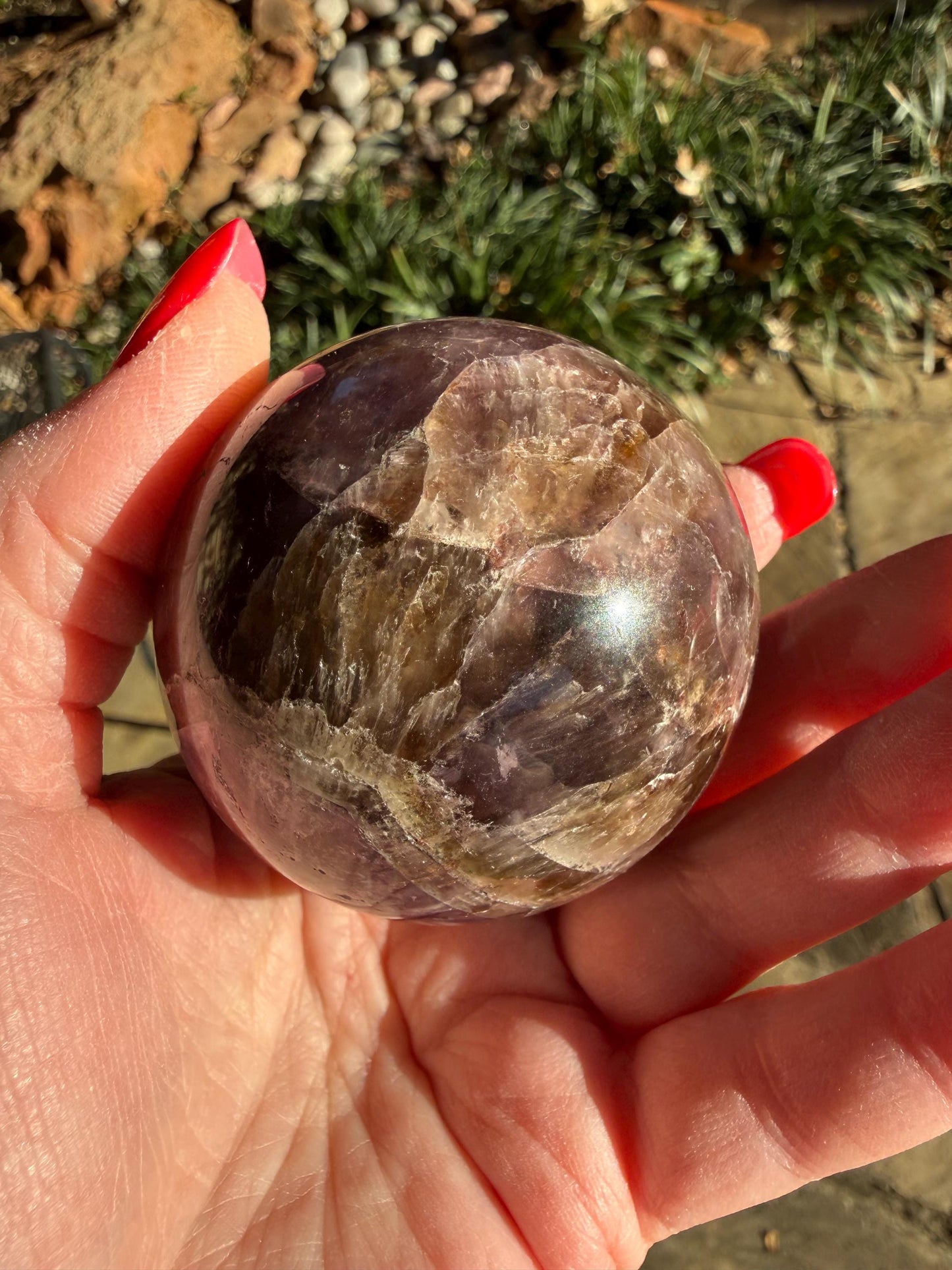 Large Super 7 sphere, New, 7.1”, gifts, altar, high vibration crystal, crystals