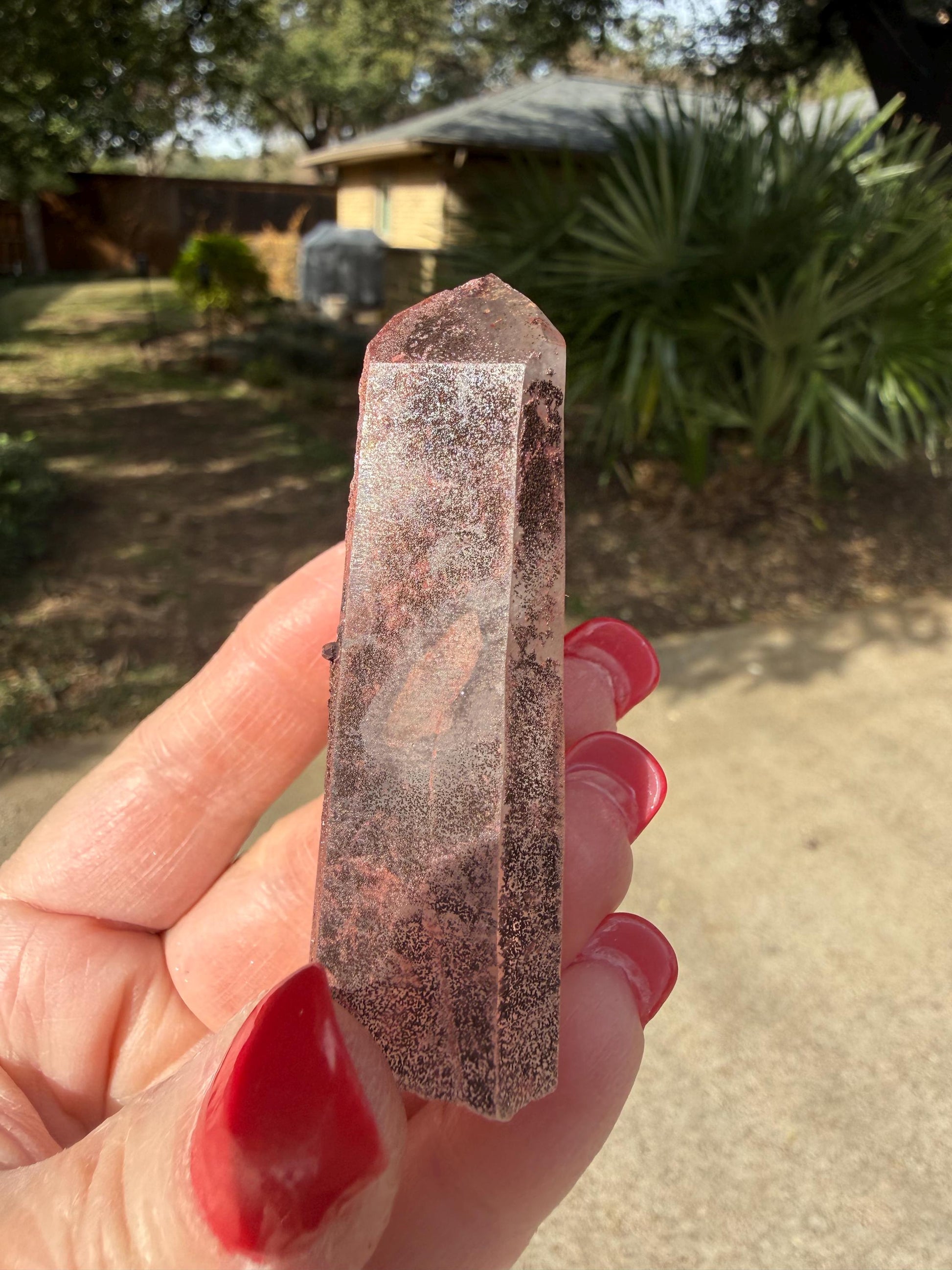 Purple Dragon Lemurian Wand, new, high quality, striations, crystal healing, 2.5”, hematite, premium