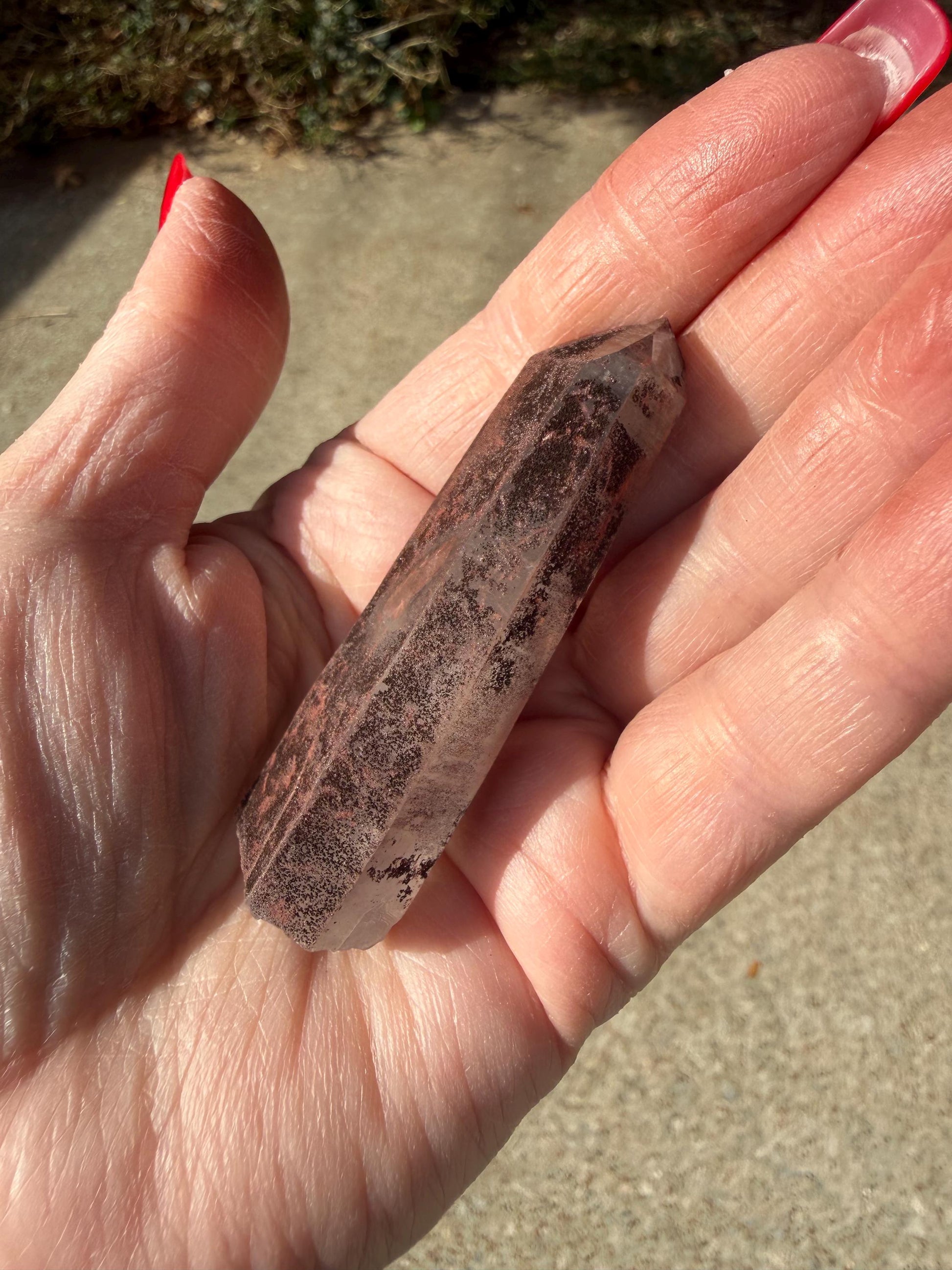 Purple Dragon Lemurian Wand, new, high quality, striations, crystal healing, 2.5”, hematite, premium