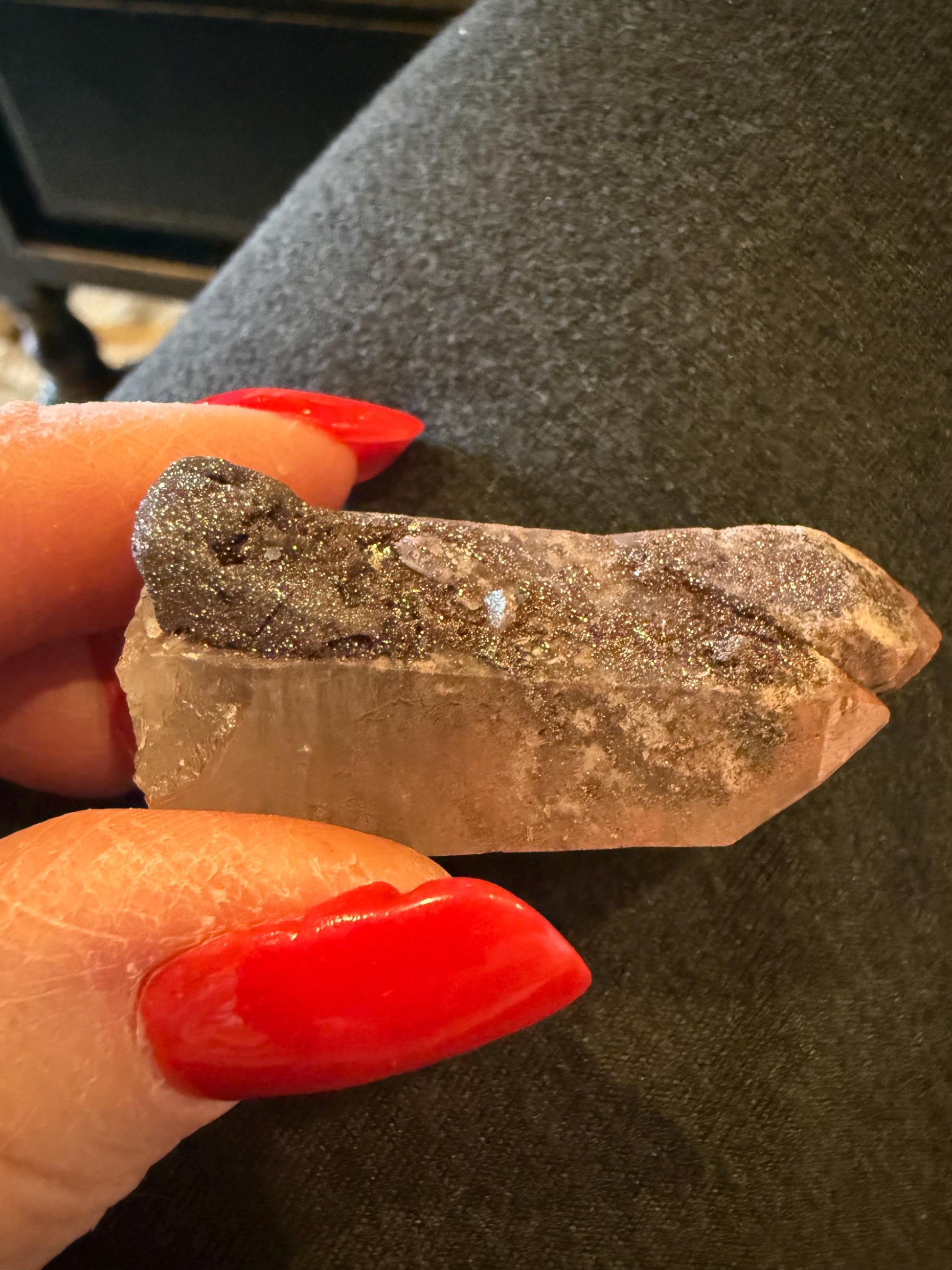 Purple Dragon Lemurian Wand, new, high quality, striations, crystal healing, 2”, hematite, premium