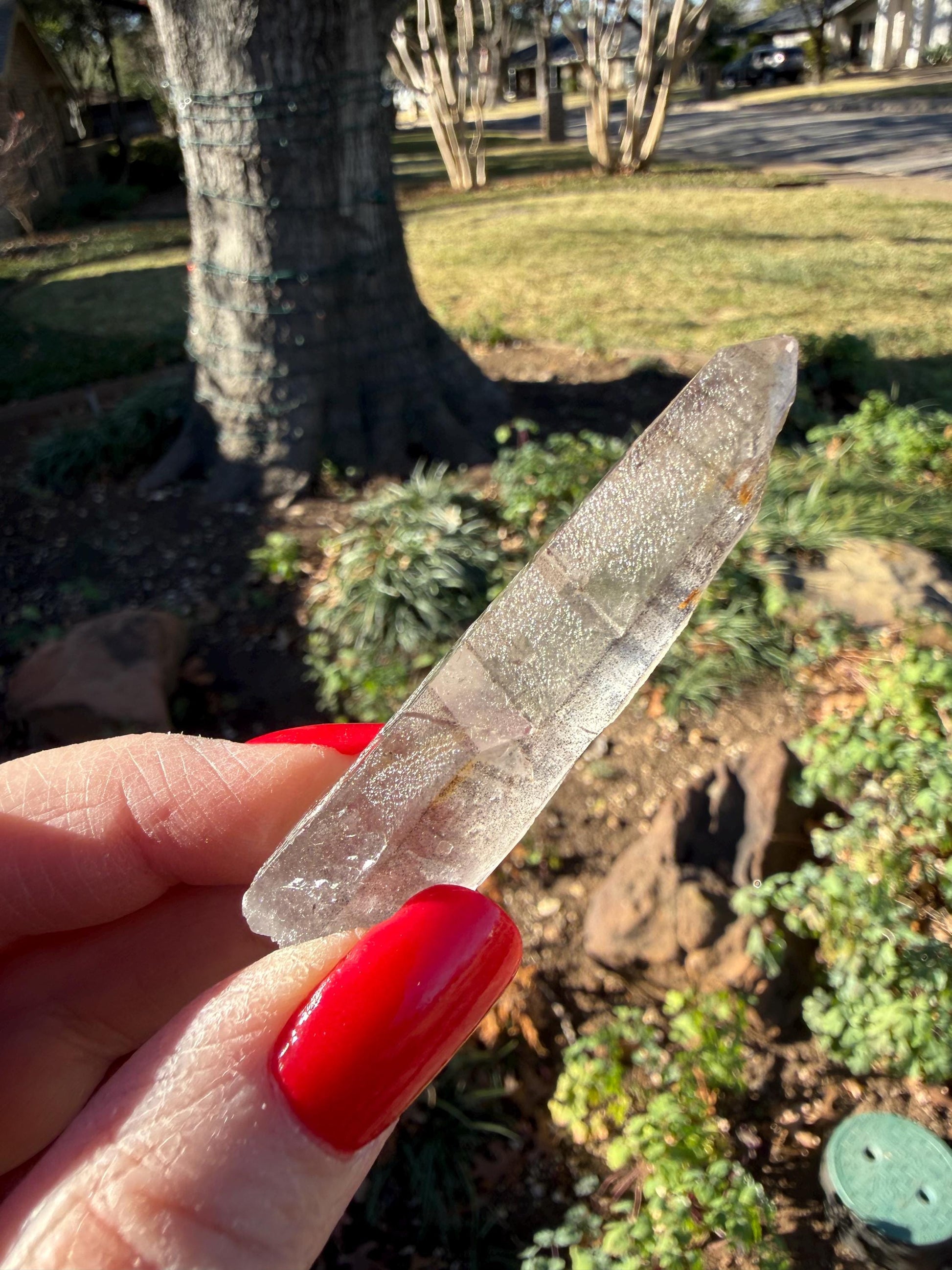 Purple Lemurian Wand, new, high quality, striations, crystal healing, 2.6”