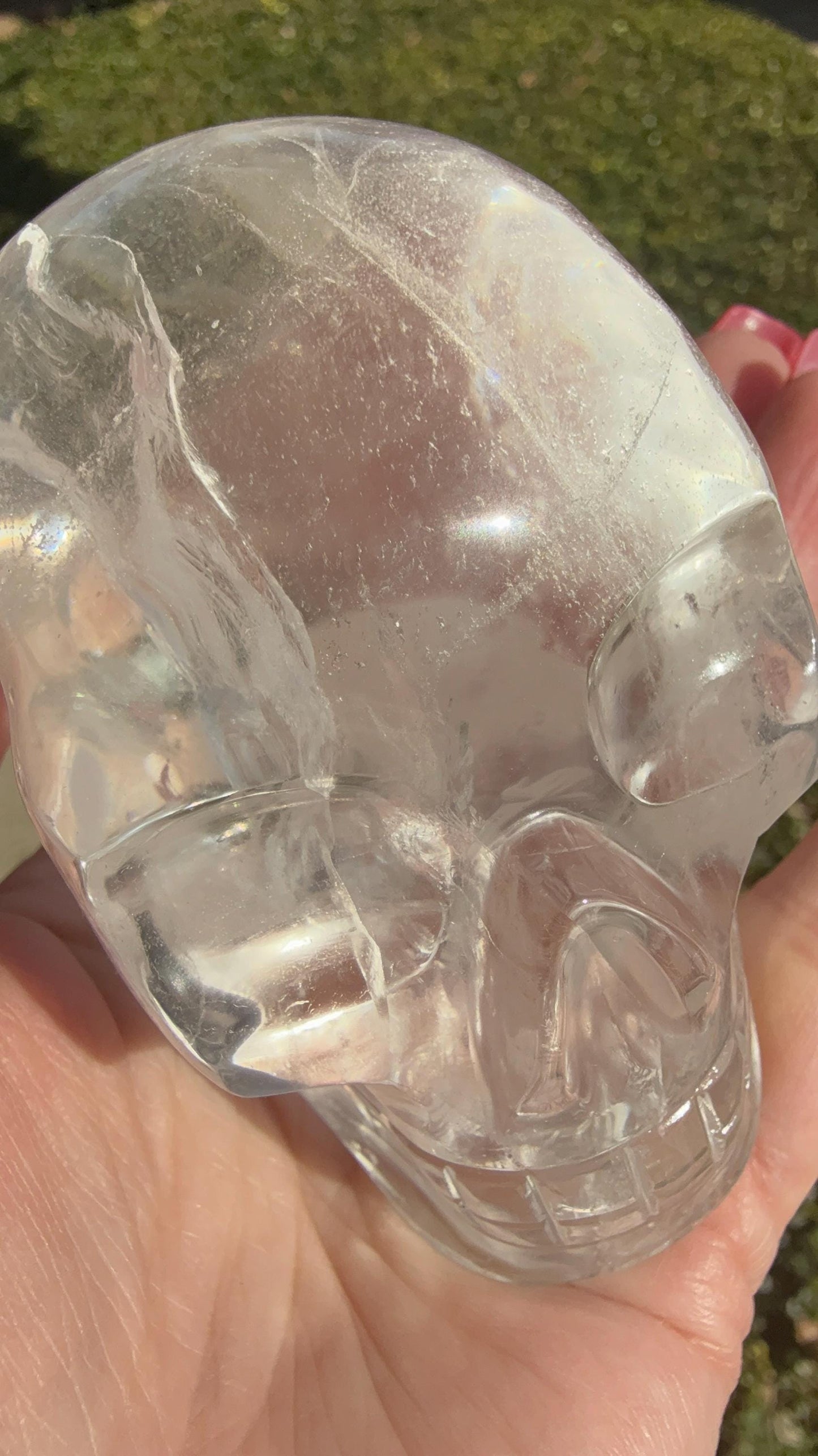 Lemurian Quartz stunning skull carving, high vibration crystals, altar, 3.5”