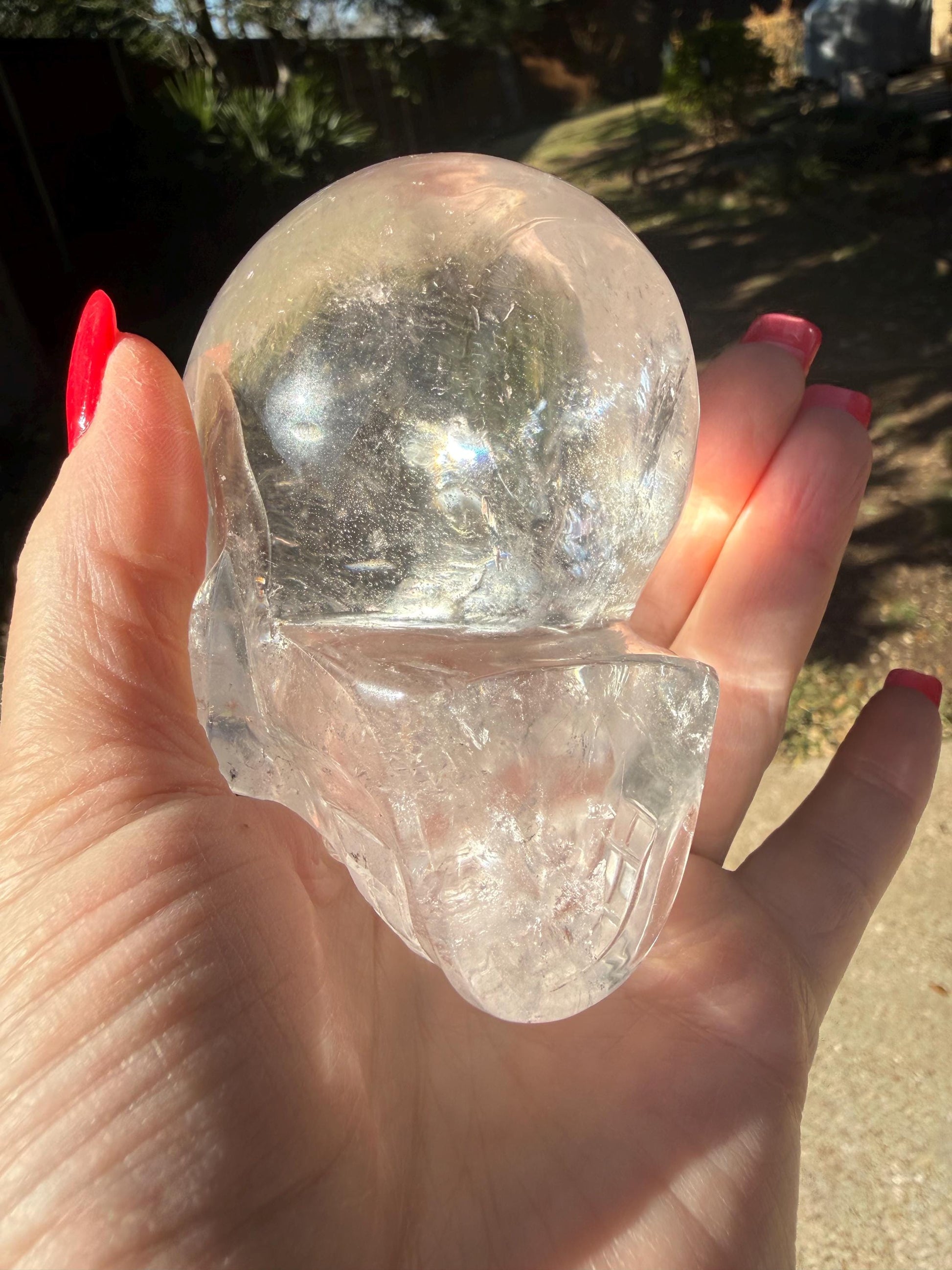 Lemurian Quartz stunning skull carving, high vibration crystals, altar, 3.5”