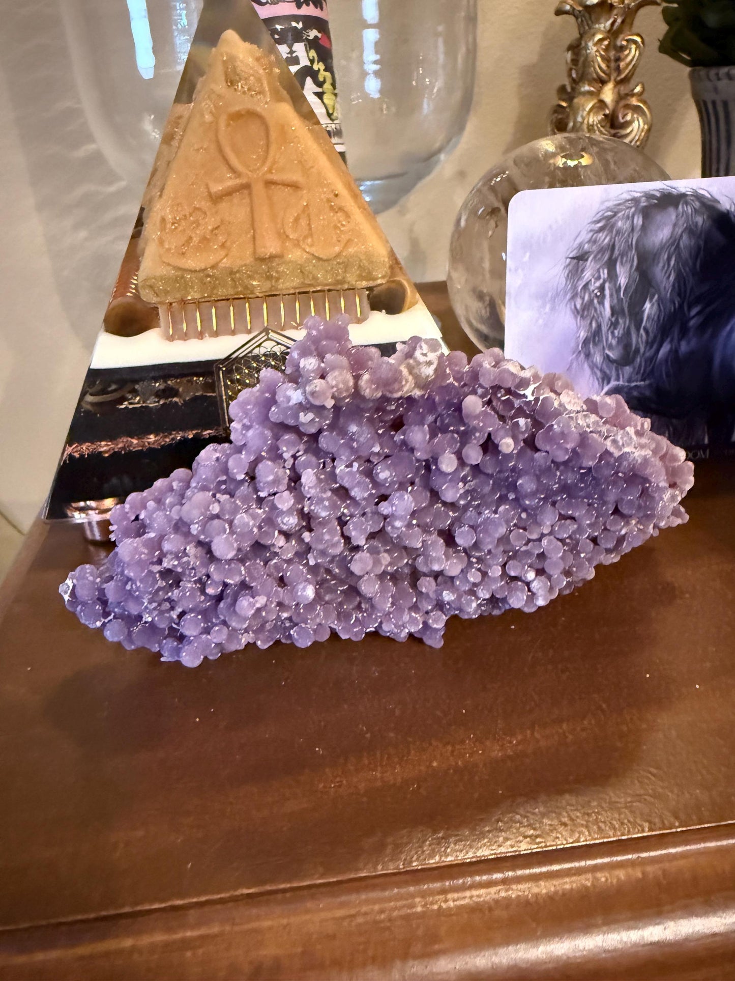Sparkly Grape Agate Cluster Bed, gift, altar, statement piece, new, high vibration crystals, 6.5”