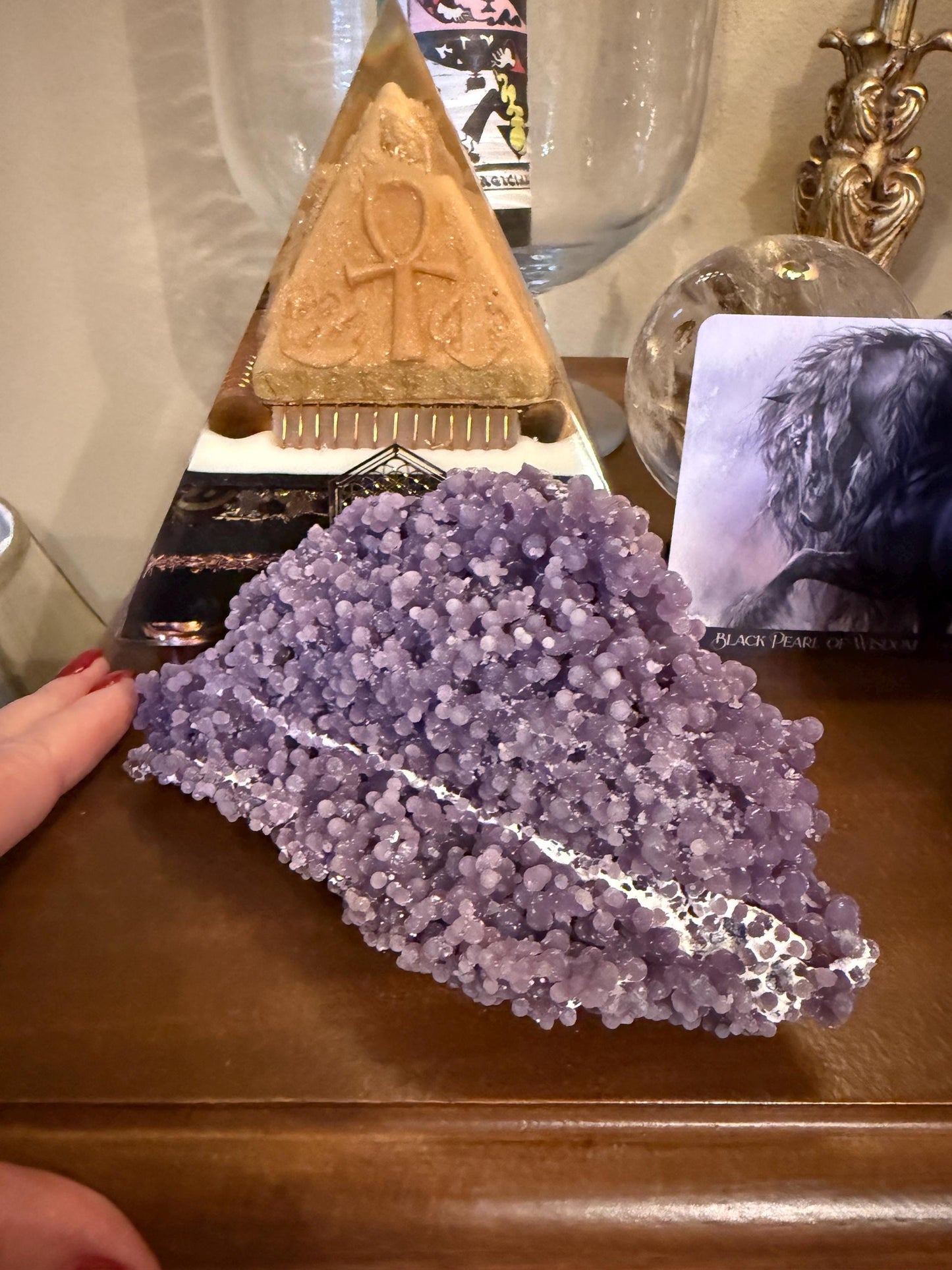 Sparkly Grape Agate Cluster Bed, gift, altar, statement piece, new, high vibration crystals, 6.5”