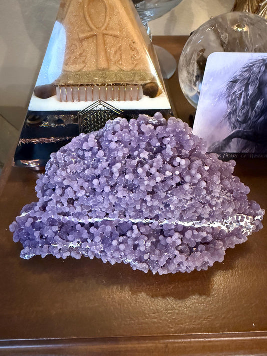 Sparkly Grape Agate Cluster Bed, gift, altar, statement piece, new, high vibration crystals, 6.5”