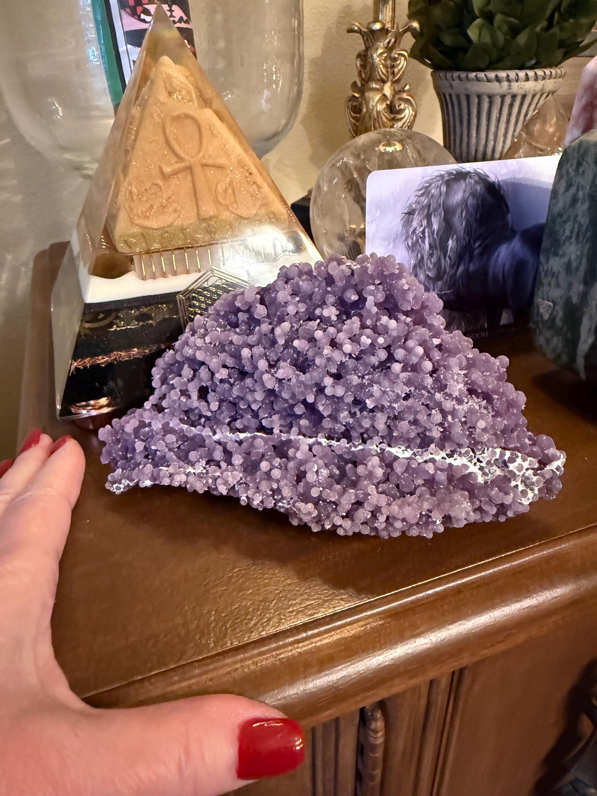 Sparkly Grape Agate Cluster Bed, gift, altar, statement piece, new, high vibration crystals, 6.5”