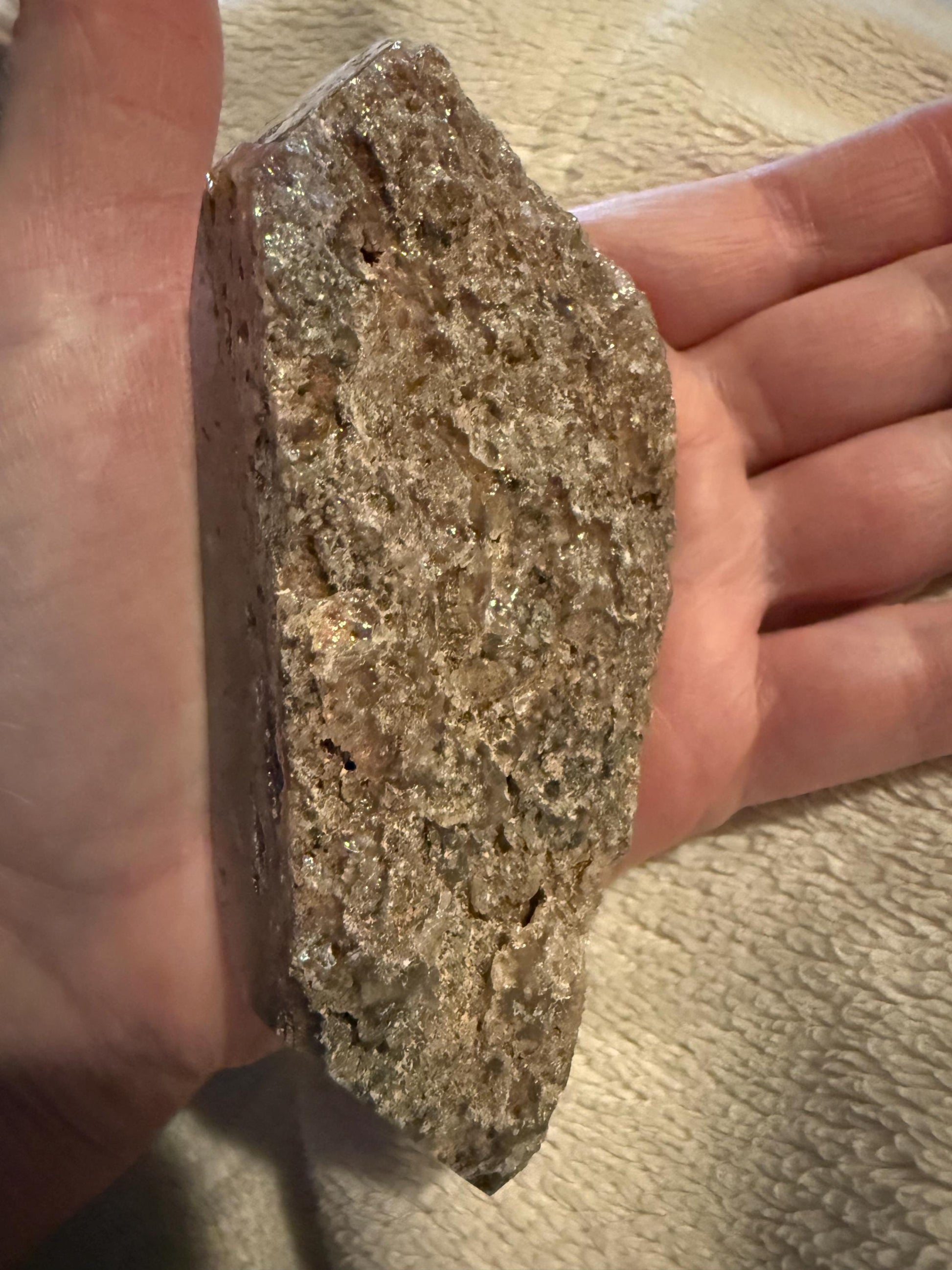 Rutile Quartz, 4.25” with coppery rutiles, polished side geometric, altar, high vibration crystal healing