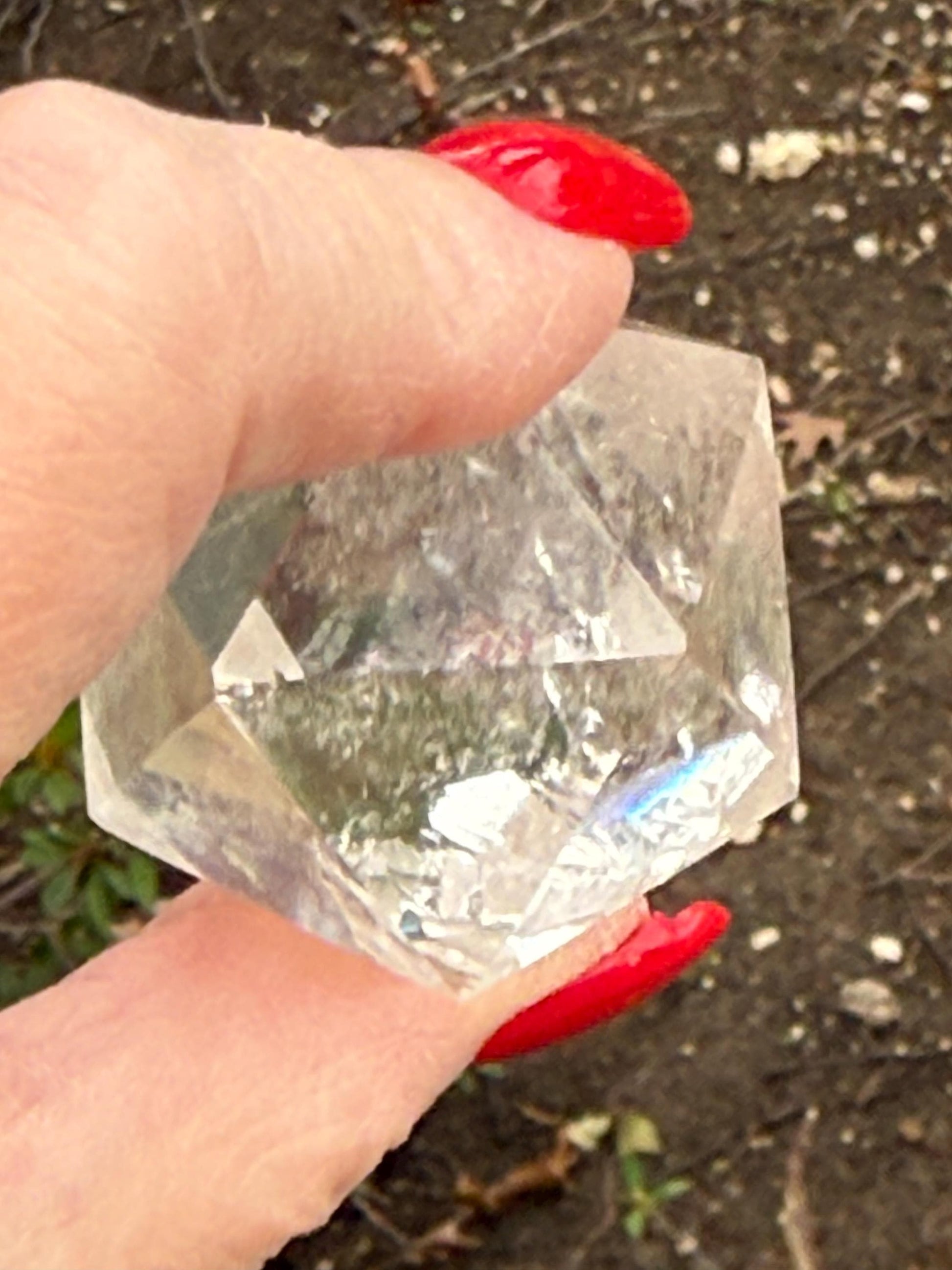 Lemurian Icosahedron triangle faces, Polished cut carving, 1.7”, fine healing magick crystal, high vibration crystals