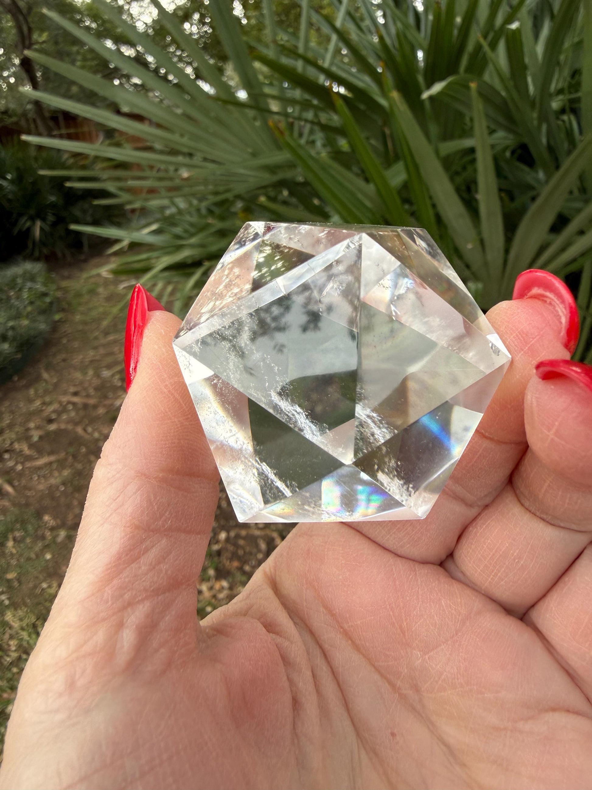 Large Lemurian Quartz Icosahedron: Polished Sacred Geometry Crystal, 2”