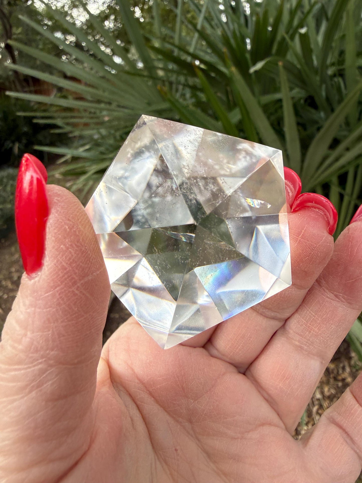 Large Lemurian Quartz Icosahedron: Polished Sacred Geometry Crystal, 2”