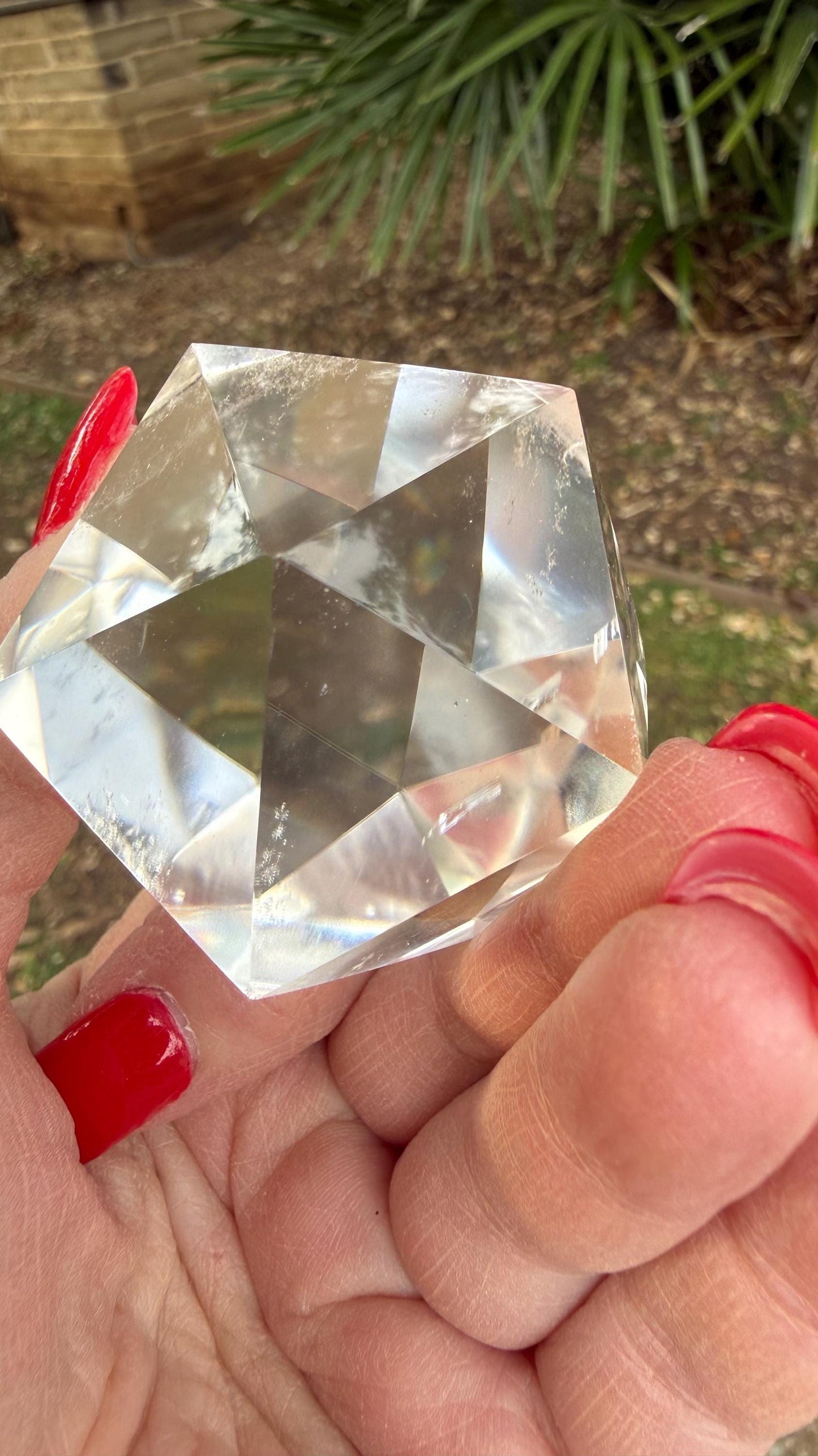 Large Lemurian Quartz Icosahedron: Polished Sacred Geometry Crystal, 2”