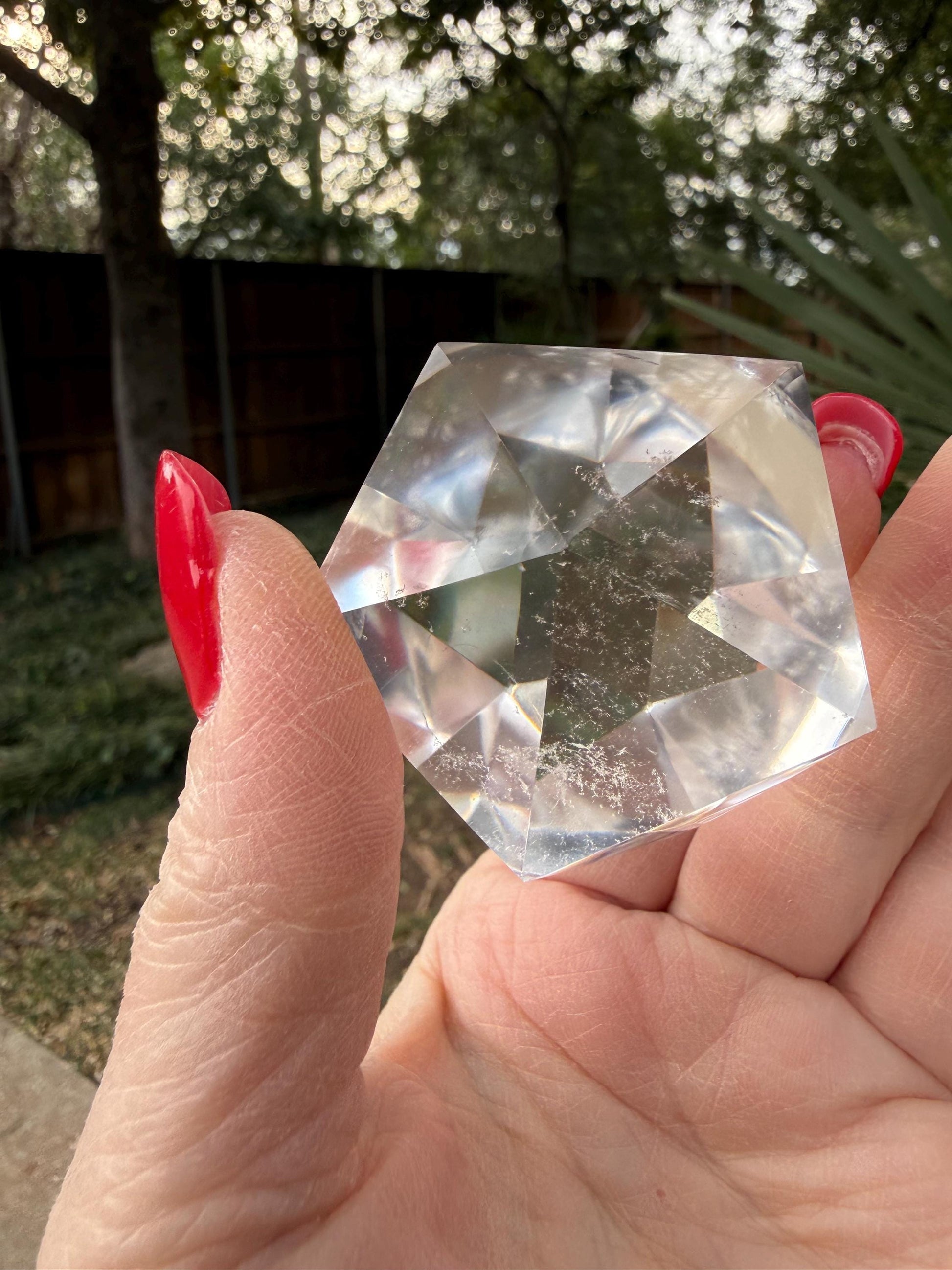 Large Lemurian Quartz Icosahedron: Polished Sacred Geometry Crystal, 2”