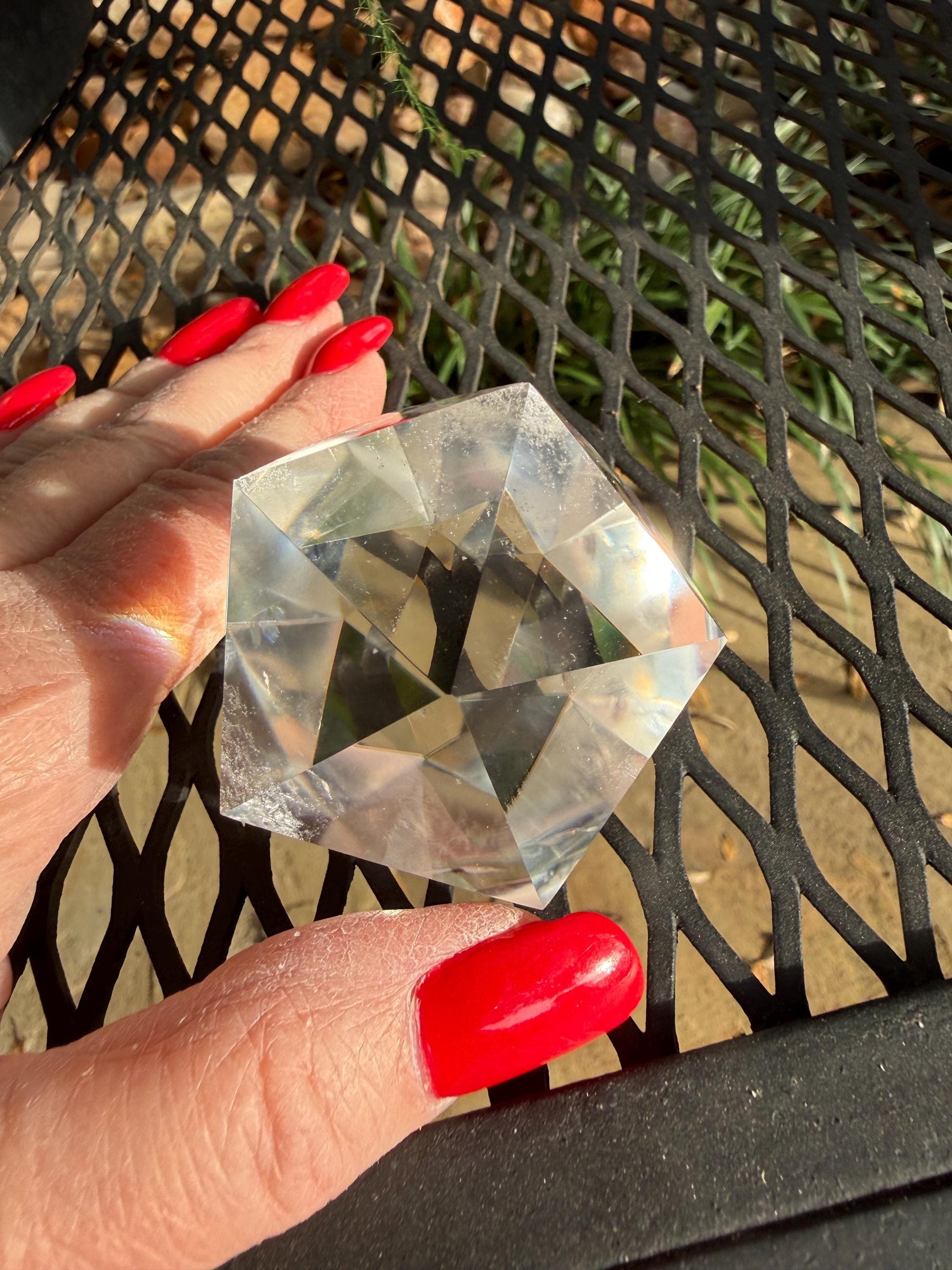 Large Lemurian Quartz Icosahedron: Polished Sacred Geometry Crystal, 2”