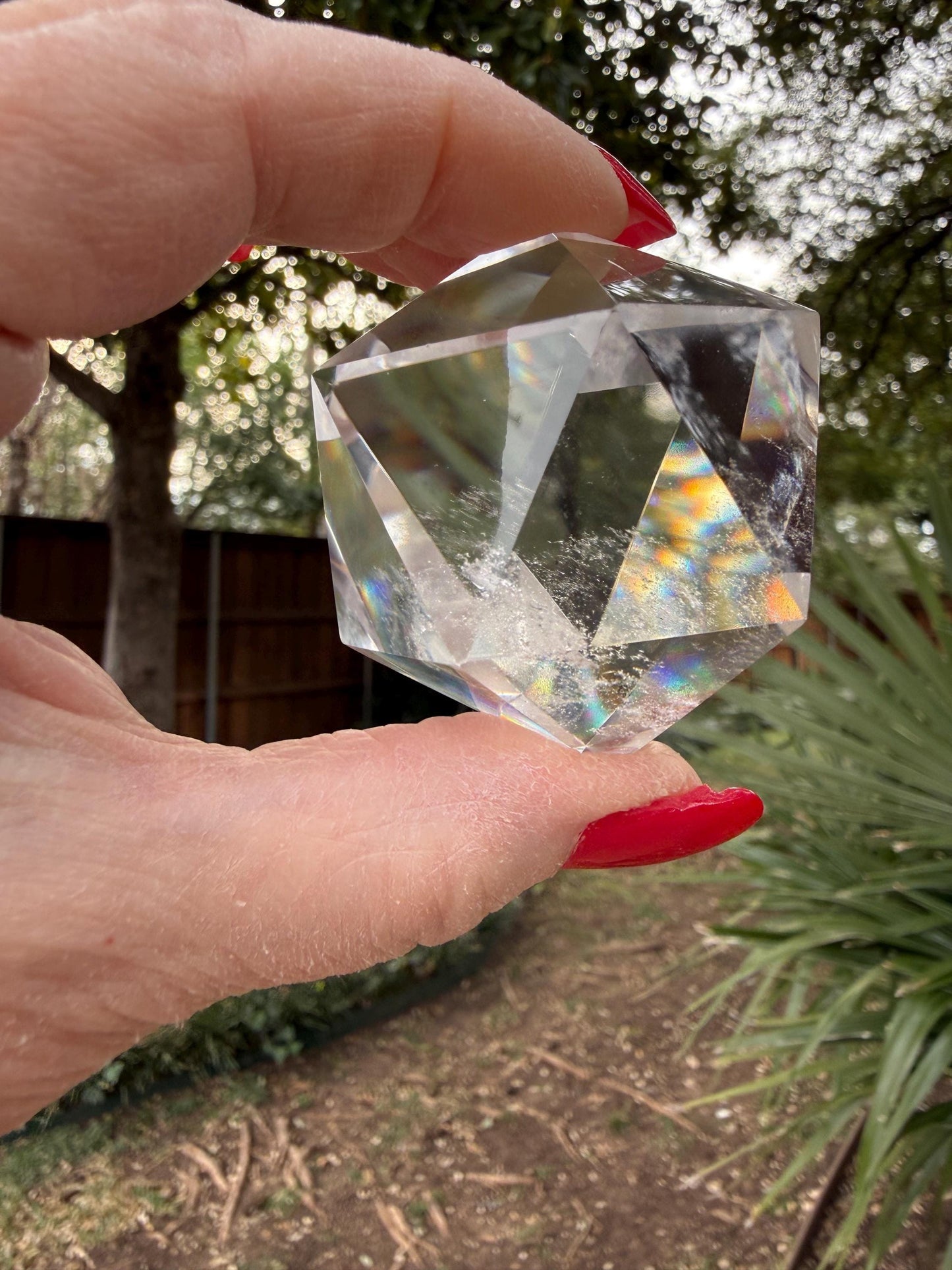 Large Lemurian Quartz Icosahedron: Polished Sacred Geometry Crystal, 2”