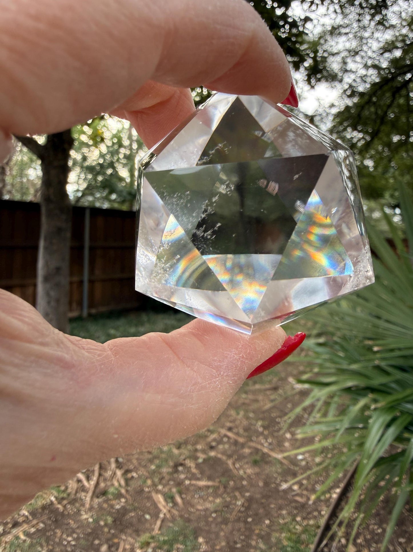 Large Lemurian Quartz Icosahedron: Polished Sacred Geometry Crystal, 2”