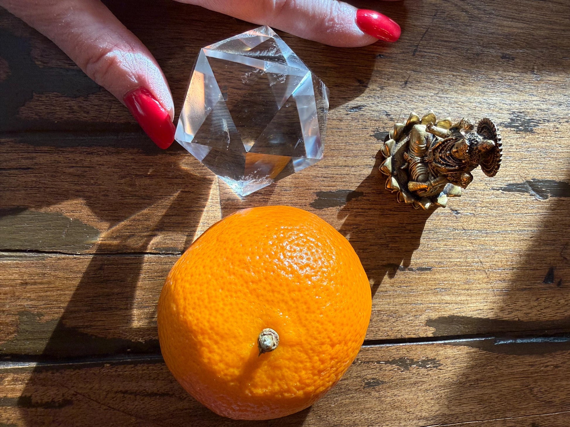 Large Lemurian Quartz Icosahedron: Polished Sacred Geometry Crystal, 2”