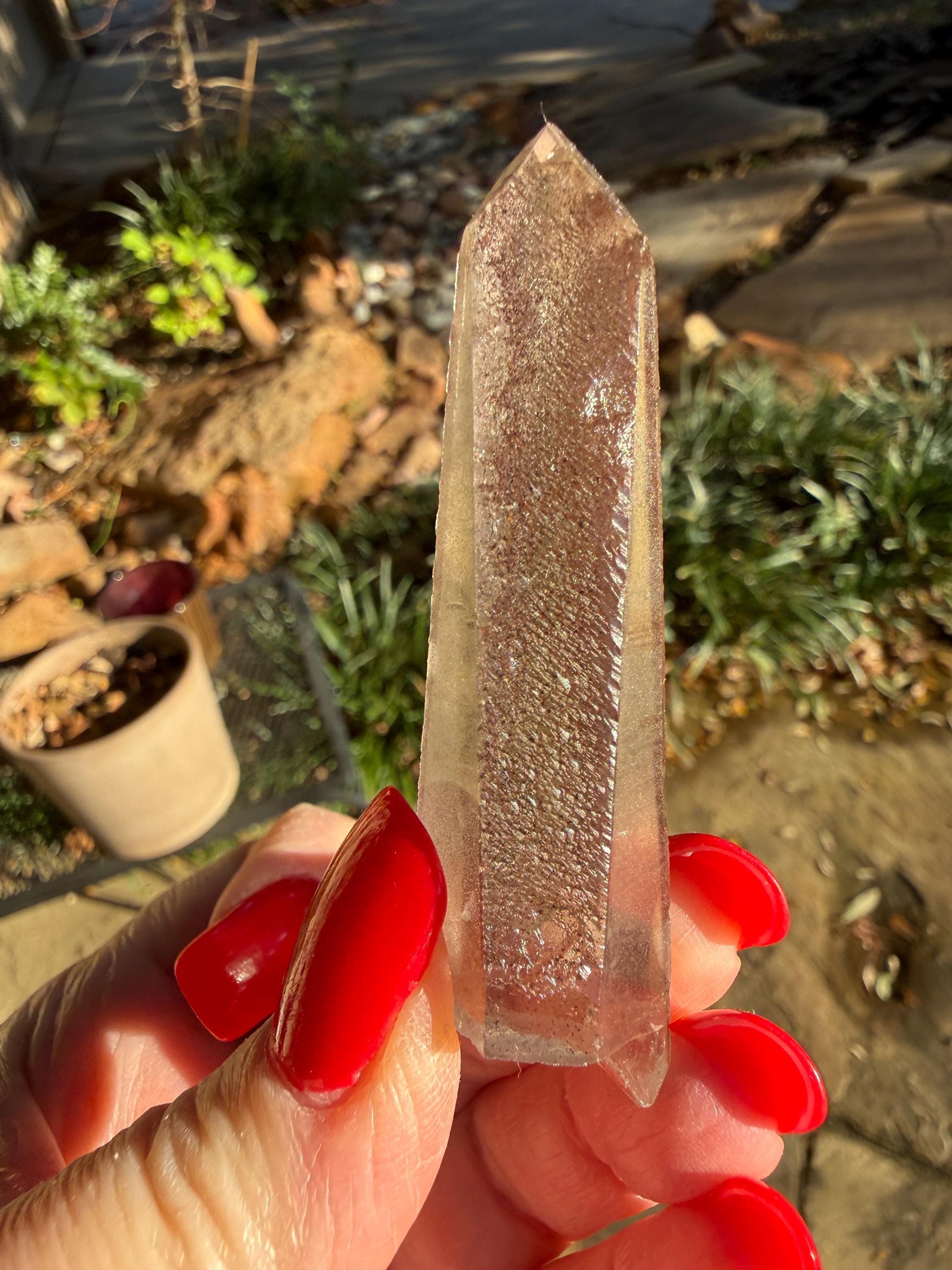 Purple Lemurian Wand, new, high quality, striations, crystal healing, 2.75”