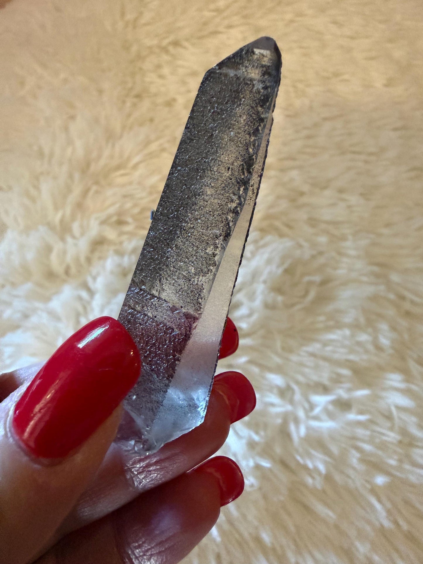 Purple Lemurian Wand, new, high quality, striations, crystal healing, 2.75”