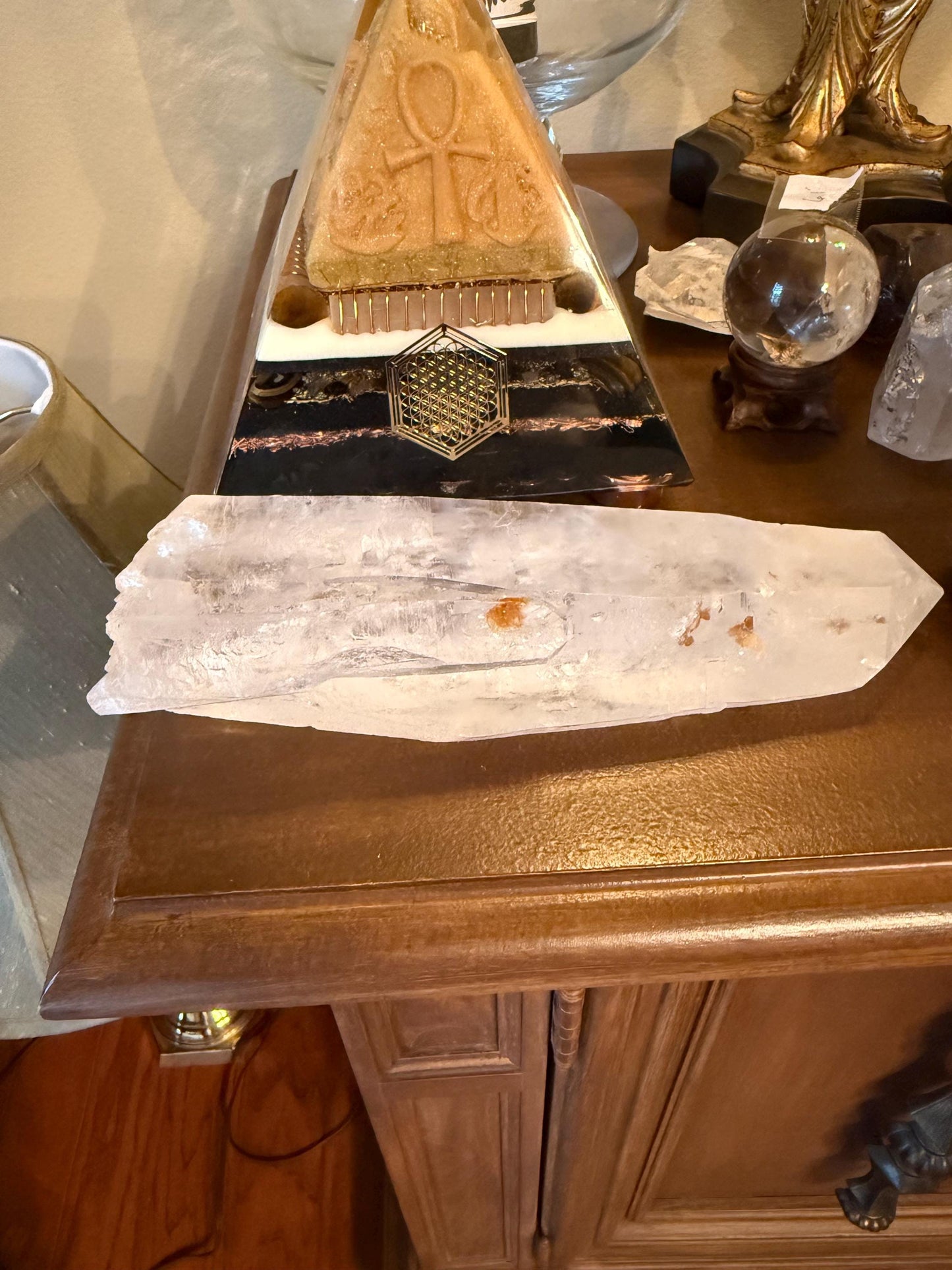 Mystical Sugared Singing Laser Lemurian Shaman’s Wand Staff, Rare, New, gift, 1.15.8 lbs , 9” statement piece, high vibration crystals