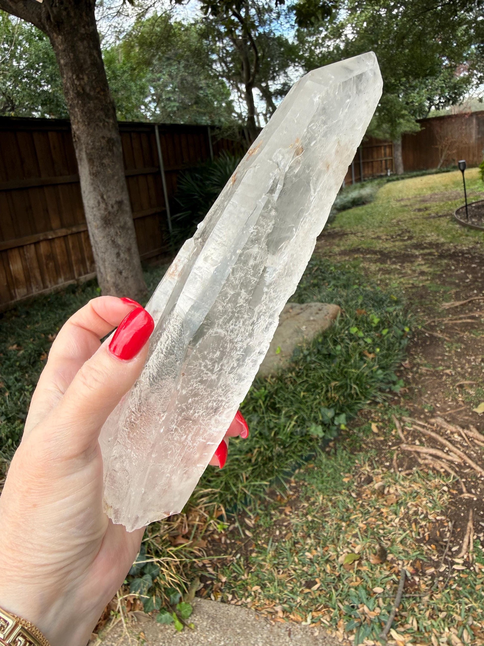 Mystical Sugared Singing Laser Lemurian Shaman’s Wand Staff, Rare, New, gift, 1.15.8 lbs , 9” statement piece, high vibration crystals