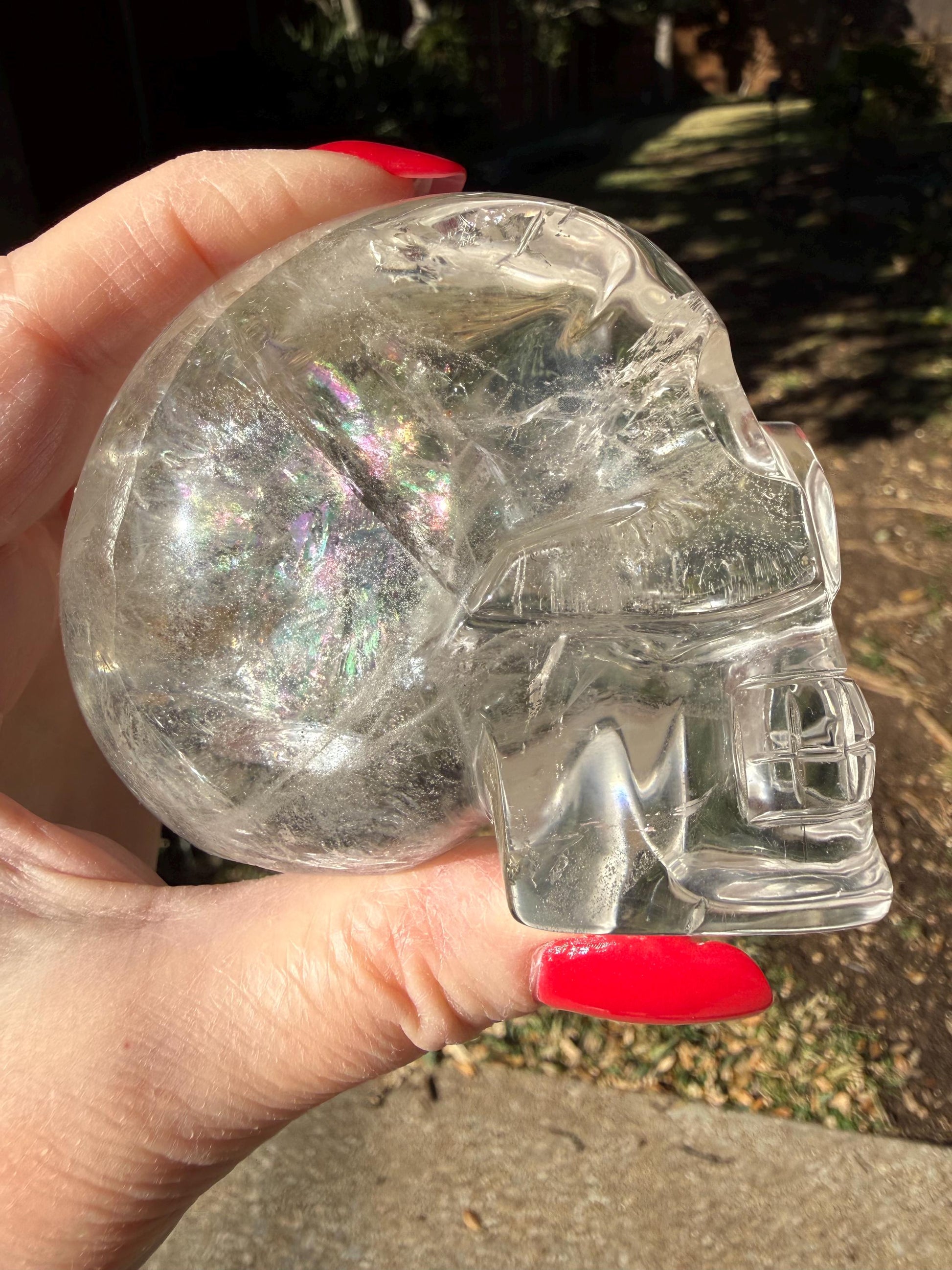 Lemurian Quartz stunning skull carving, high vibration crystals, altar, 3.1”, St. Michael