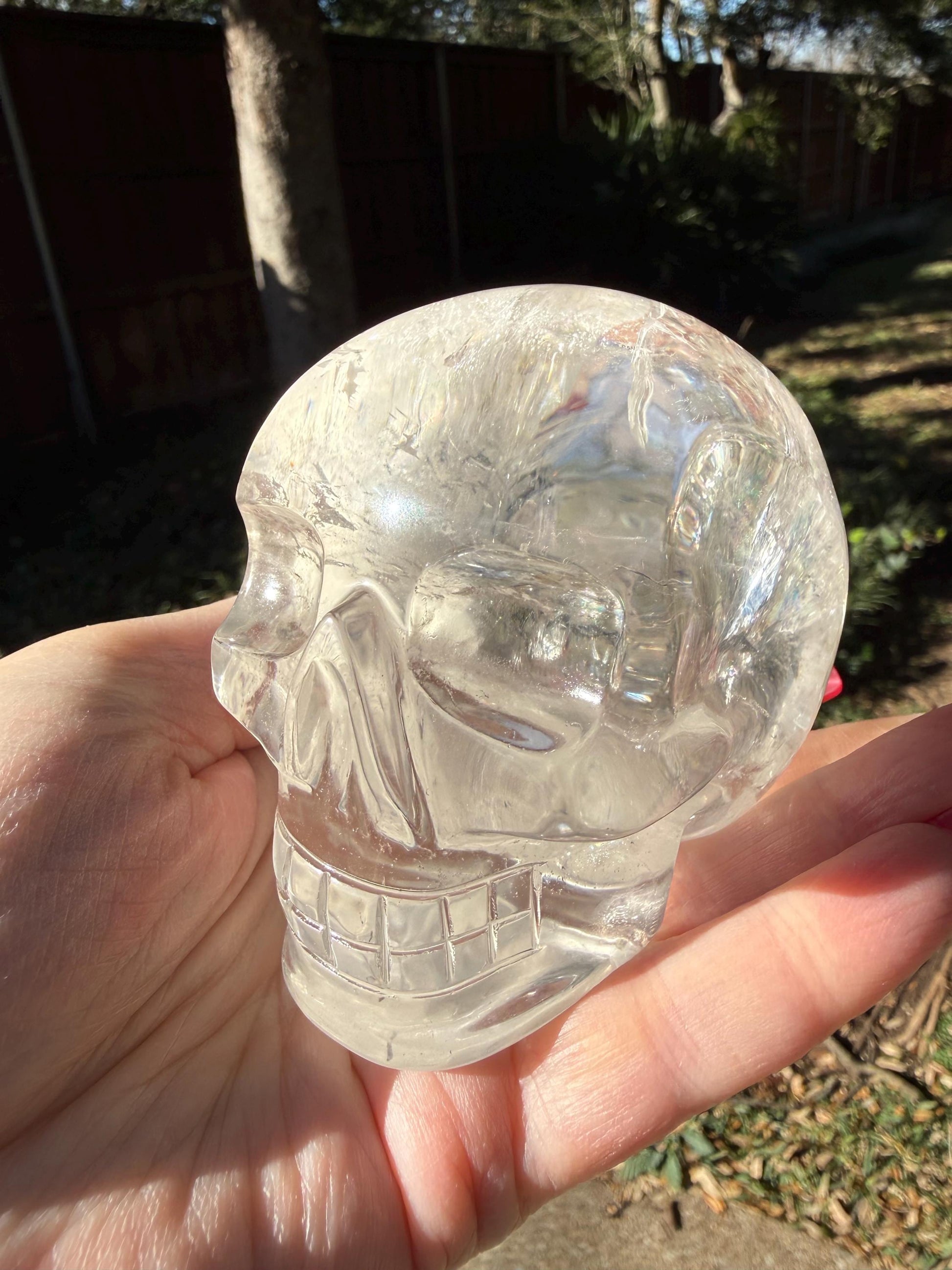 Lemurian Quartz stunning skull carving, high vibration crystals, altar, 3.1”, St. Michael