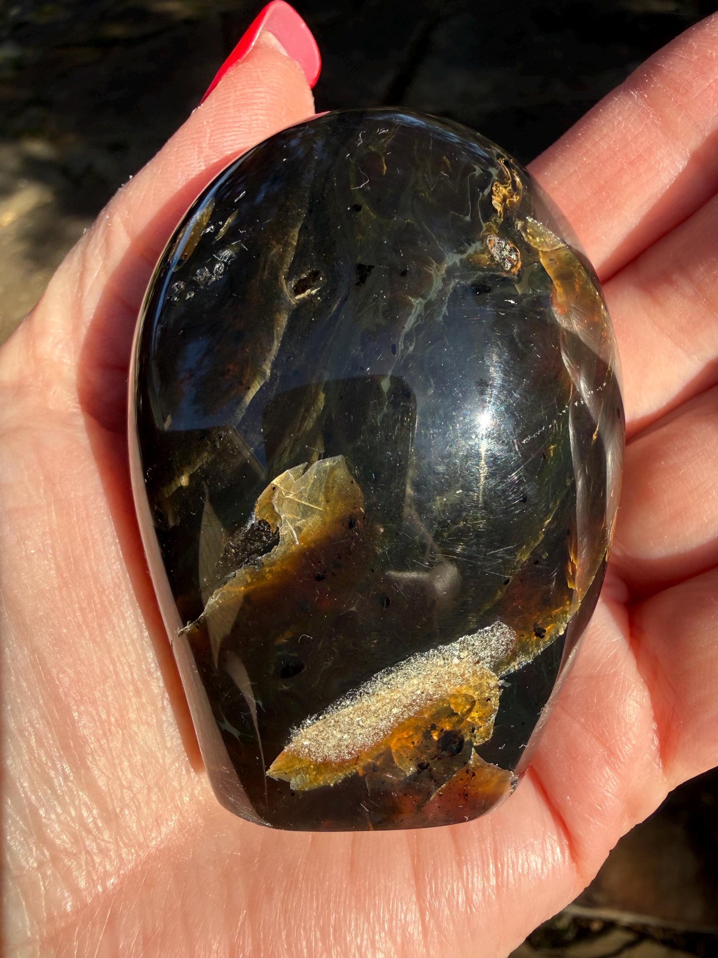 Polished authentic amber tower, New, altar, gift, high vibration crystals, natural, crystal healing, 3”