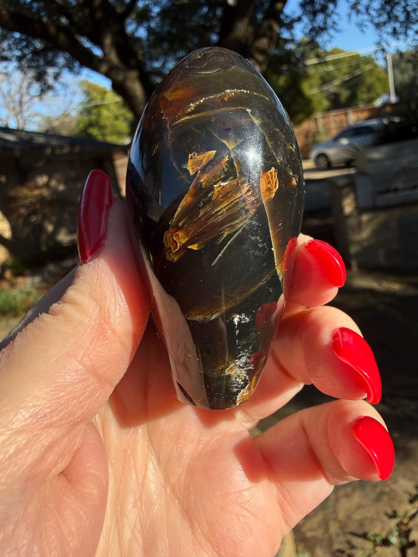 Polished authentic amber tower, New, altar, gift, high vibration crystals, natural, crystal healing, 3”