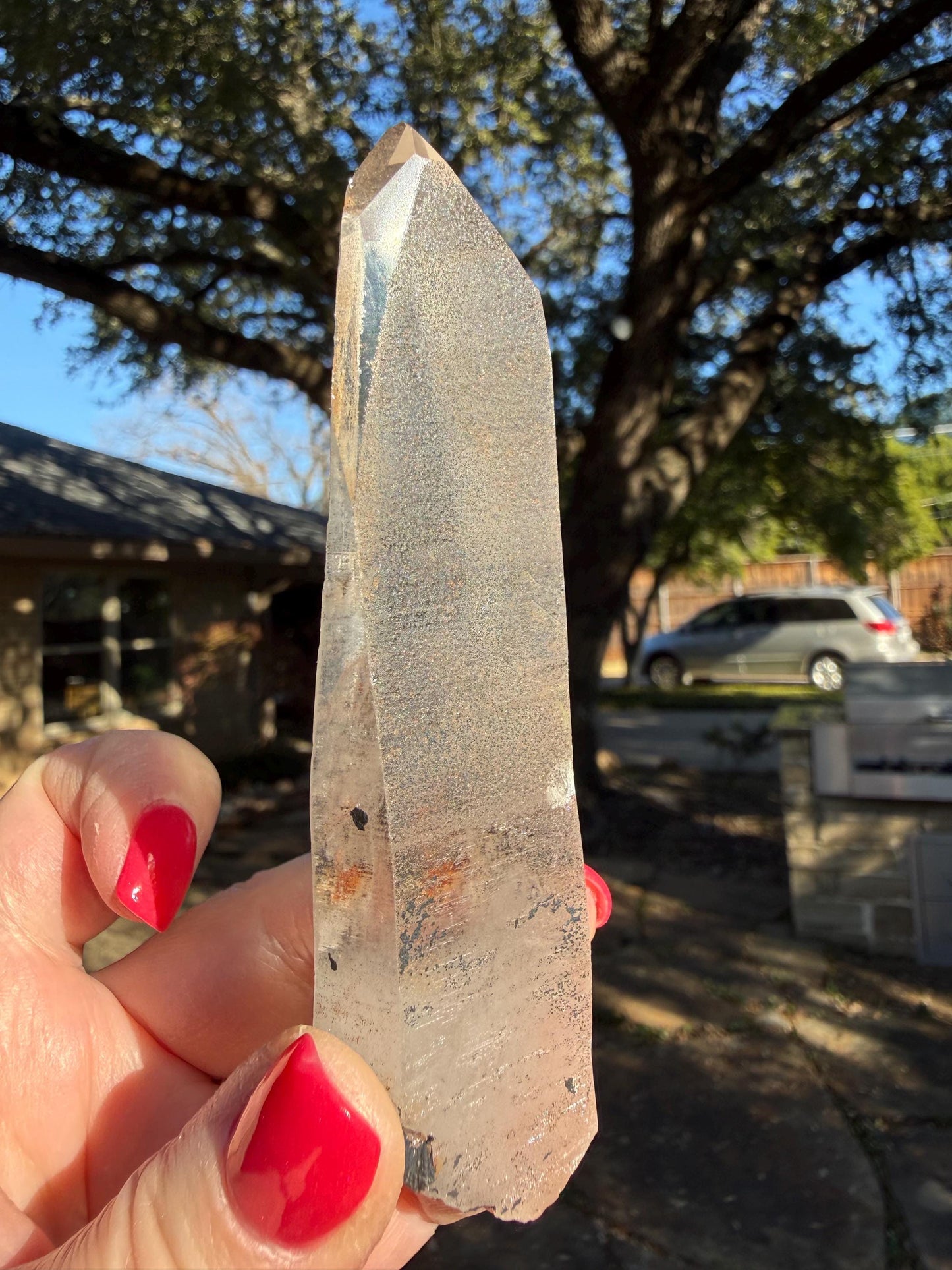 Purple Dragon Lemurian Wand, new, high quality, striations, crystal healing, 4.25”, hematite, premium