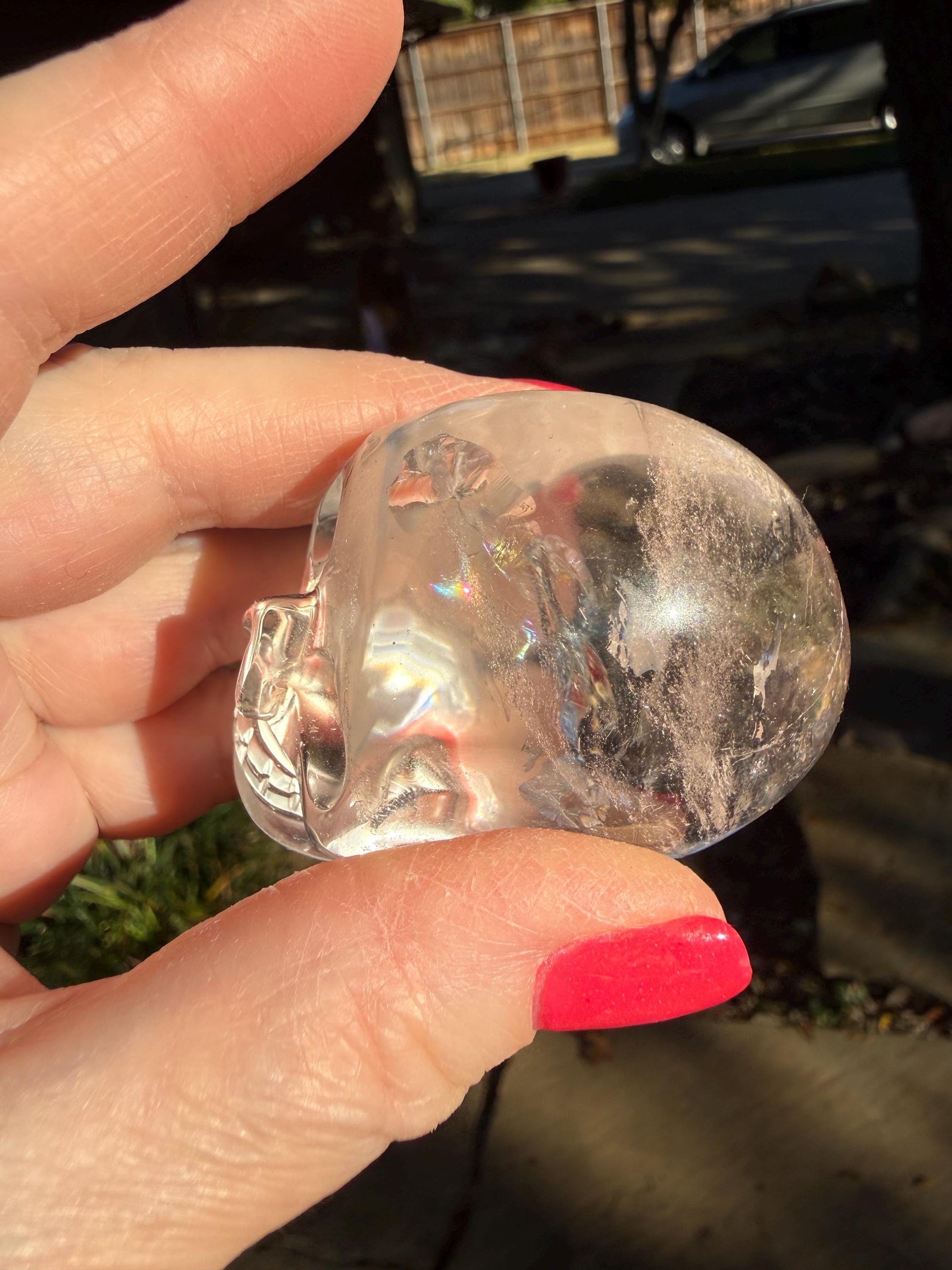 Lemurian Quartz stunning skull carving, high vibration crystals, altar, 2.25”